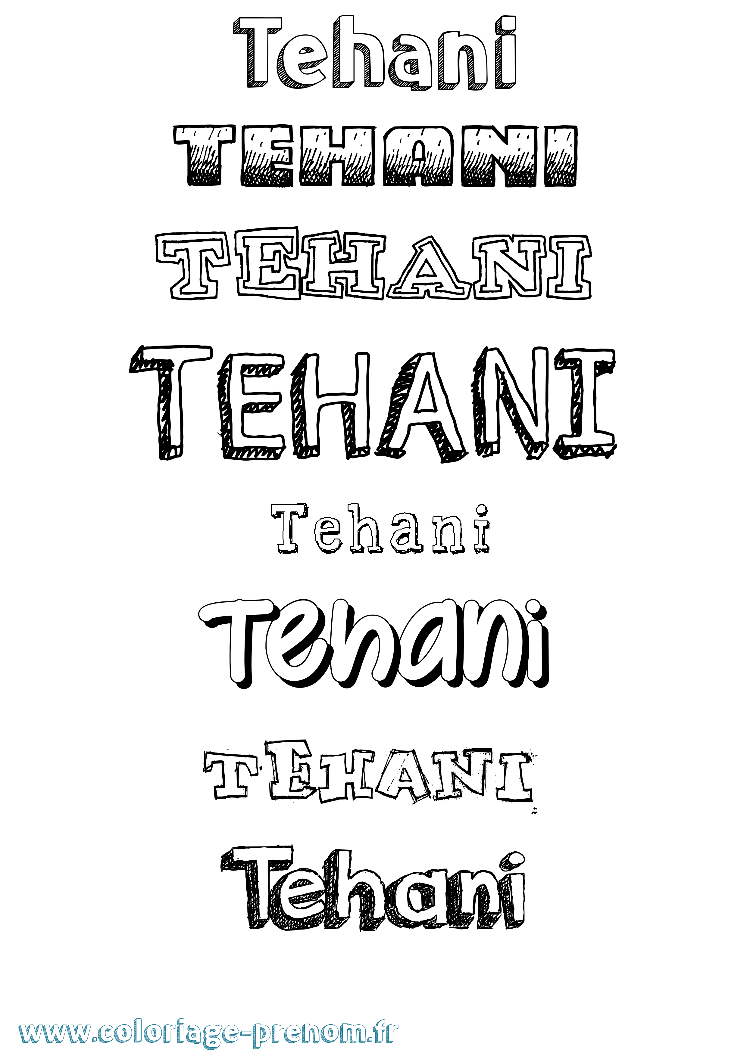 Coloriage prénom Tehani Dessiné