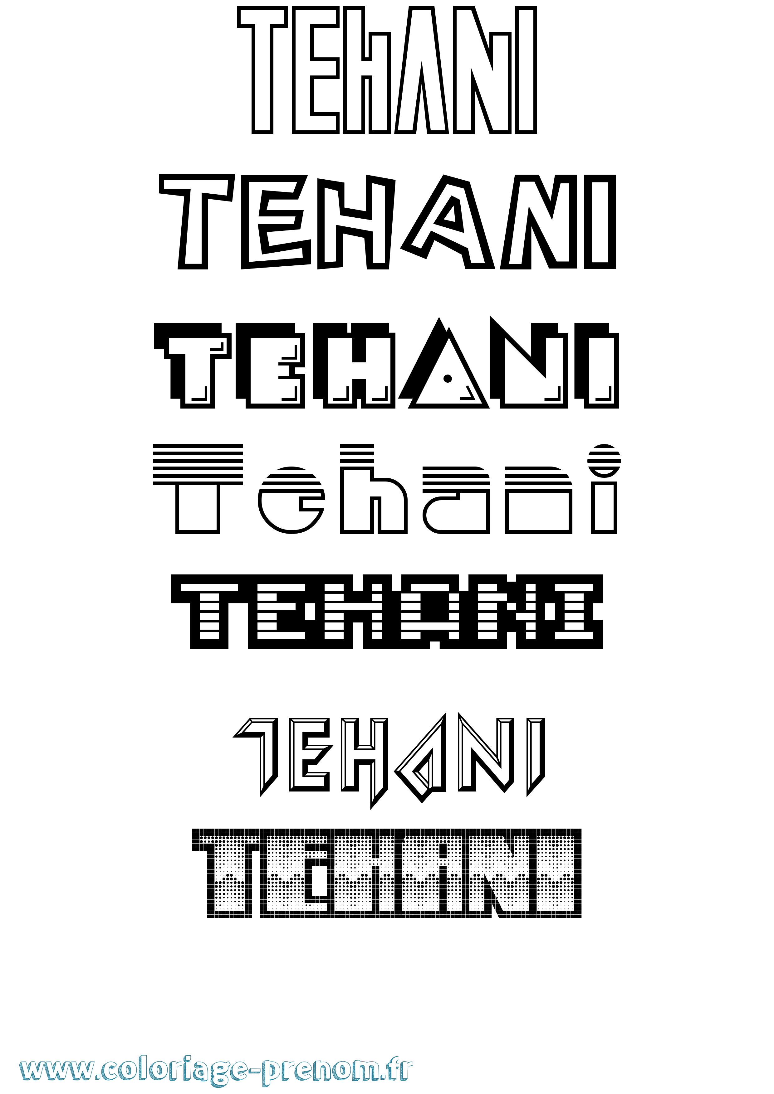 Coloriage prénom Tehani Jeux Vidéos