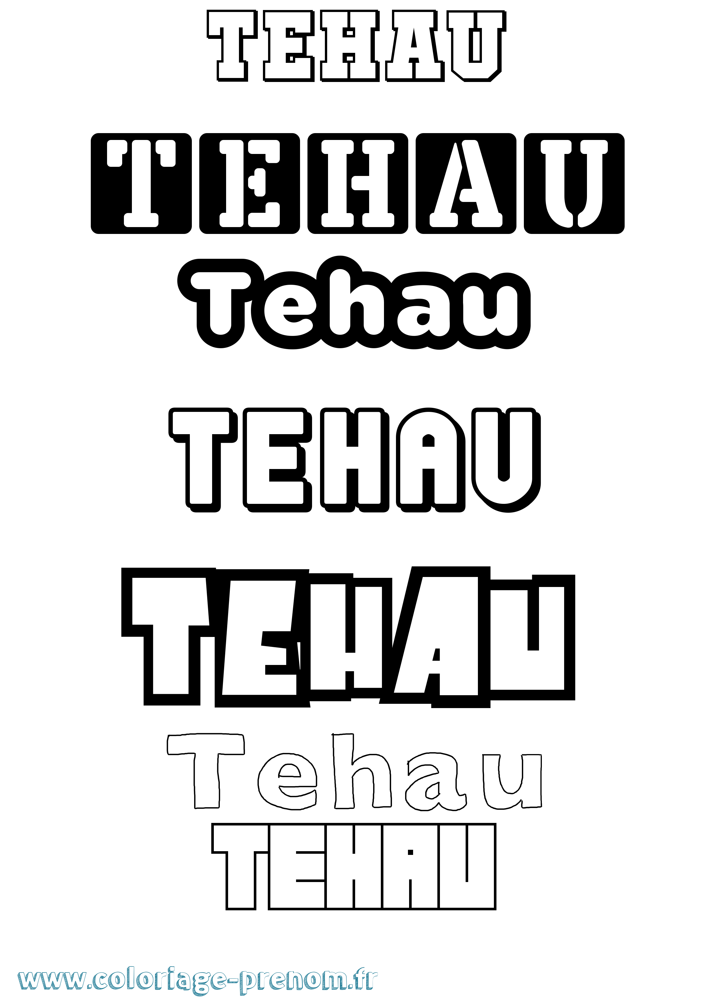 Coloriage prénom Tehau Simple