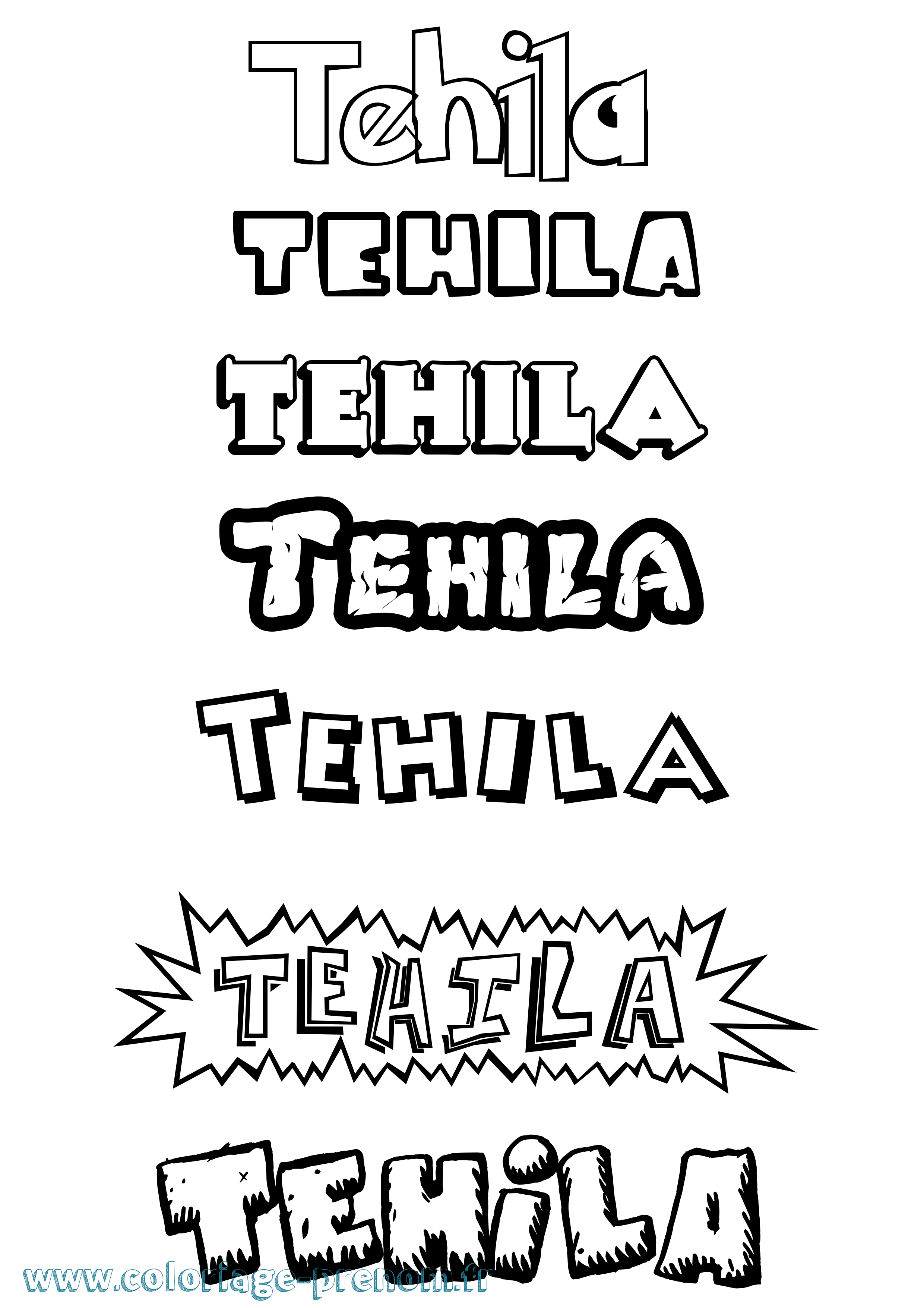 Coloriage prénom Tehila Dessin Animé