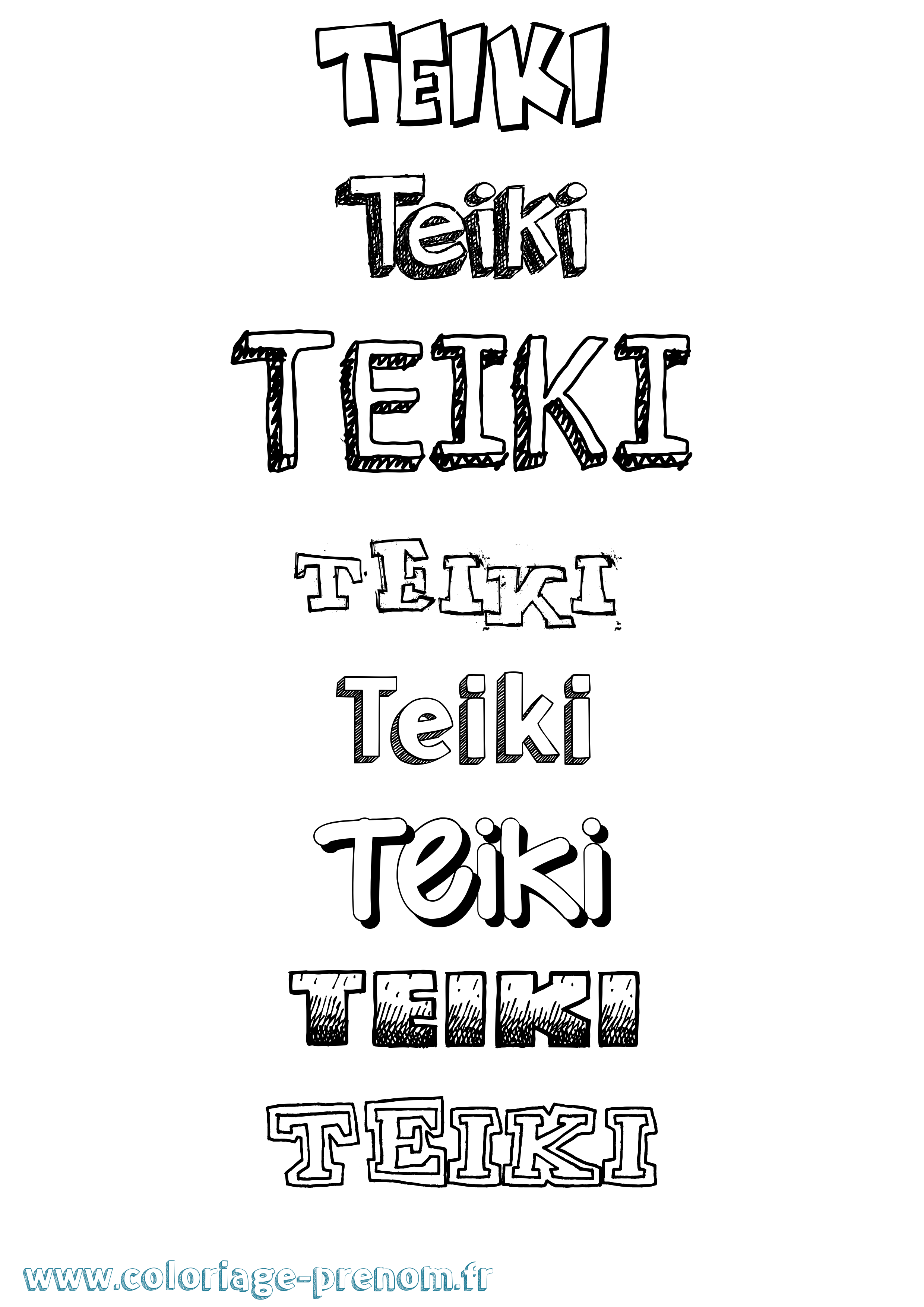 Coloriage prénom Teiki Dessiné