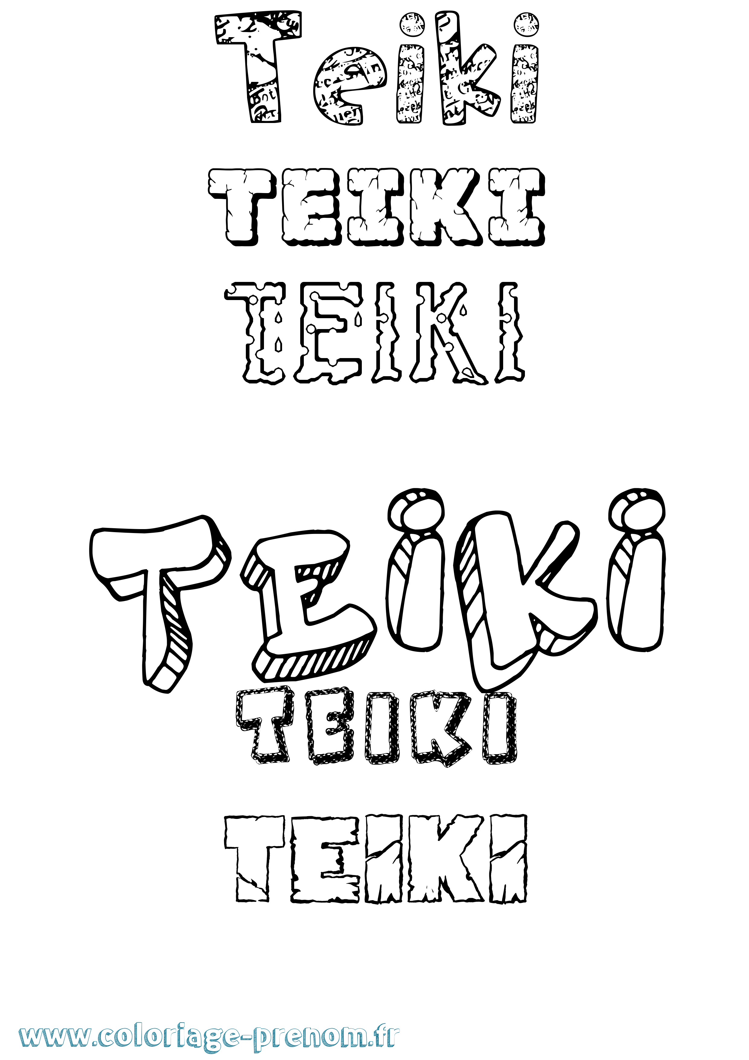 Coloriage prénom Teiki Destructuré