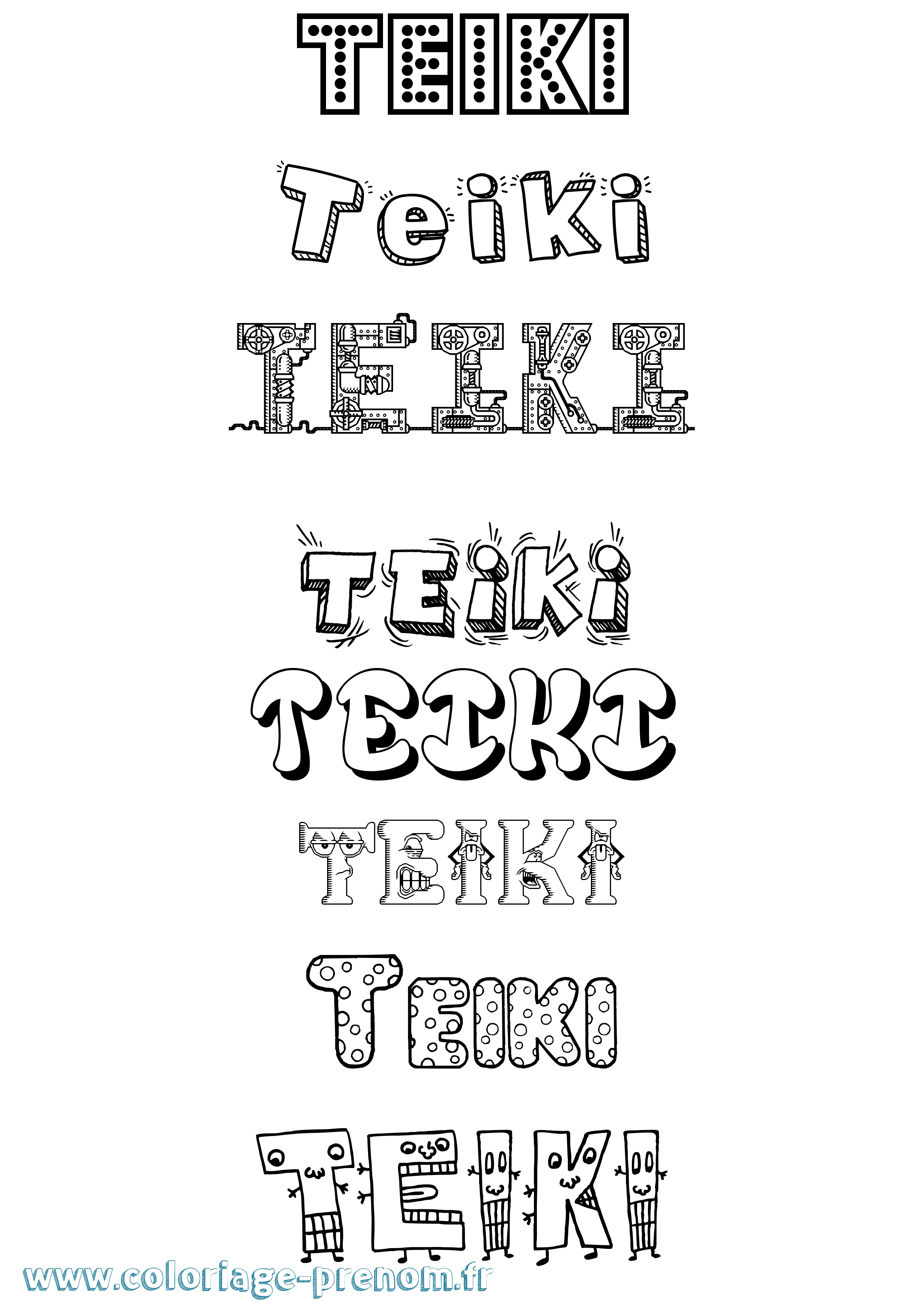 Coloriage prénom Teiki Fun