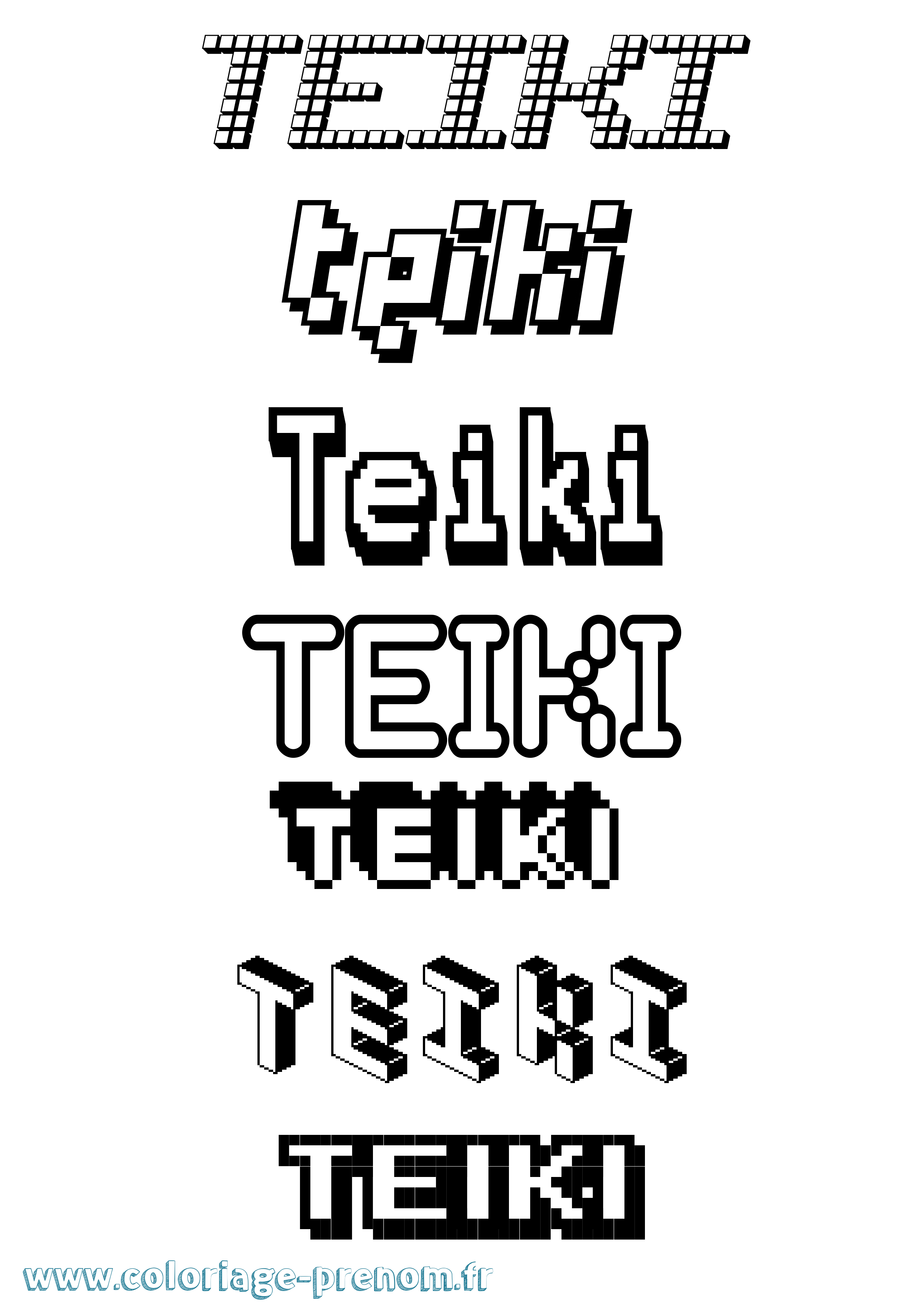 Coloriage prénom Teiki Pixel
