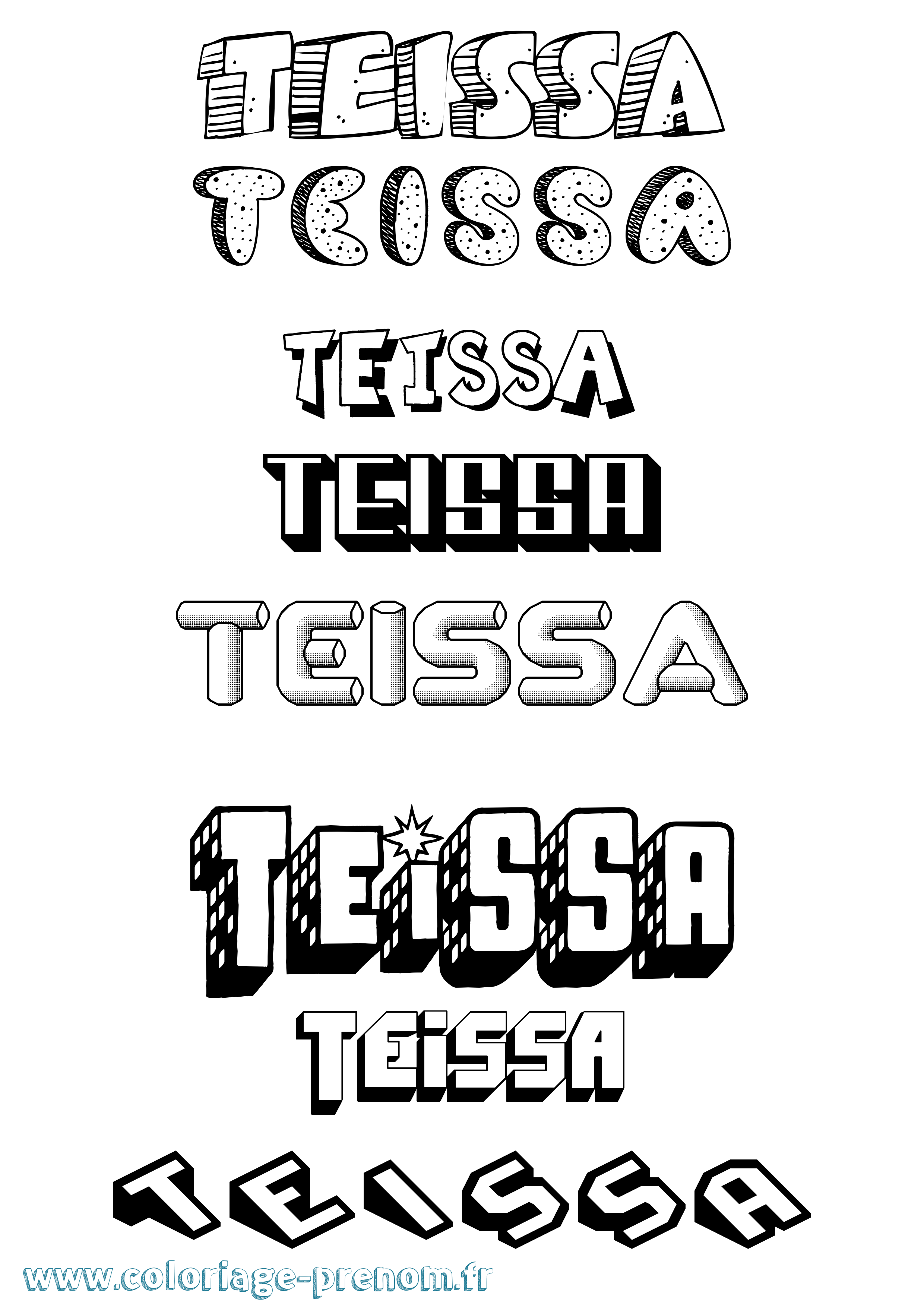 Coloriage prénom Teissa Effet 3D