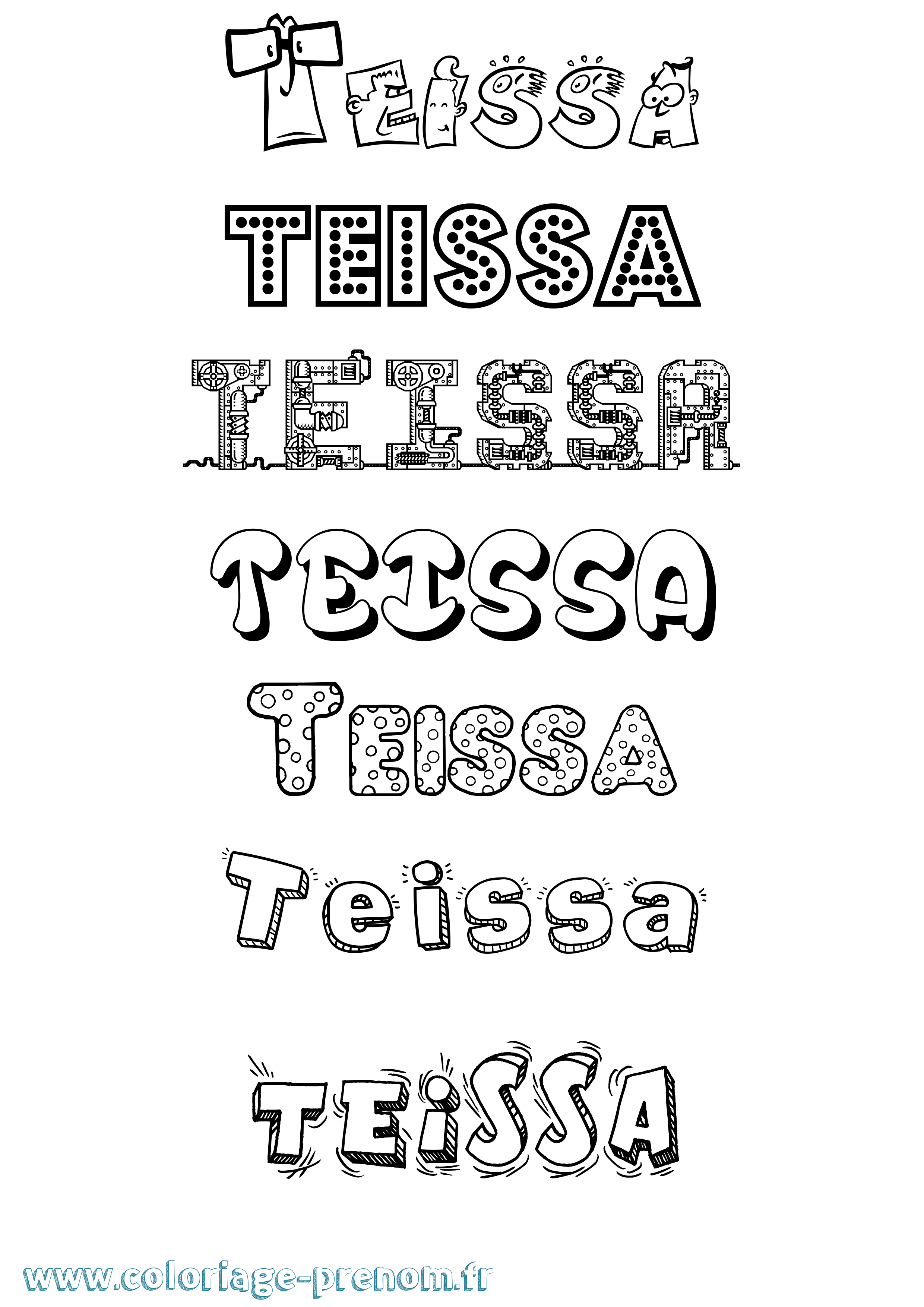 Coloriage prénom Teissa Fun