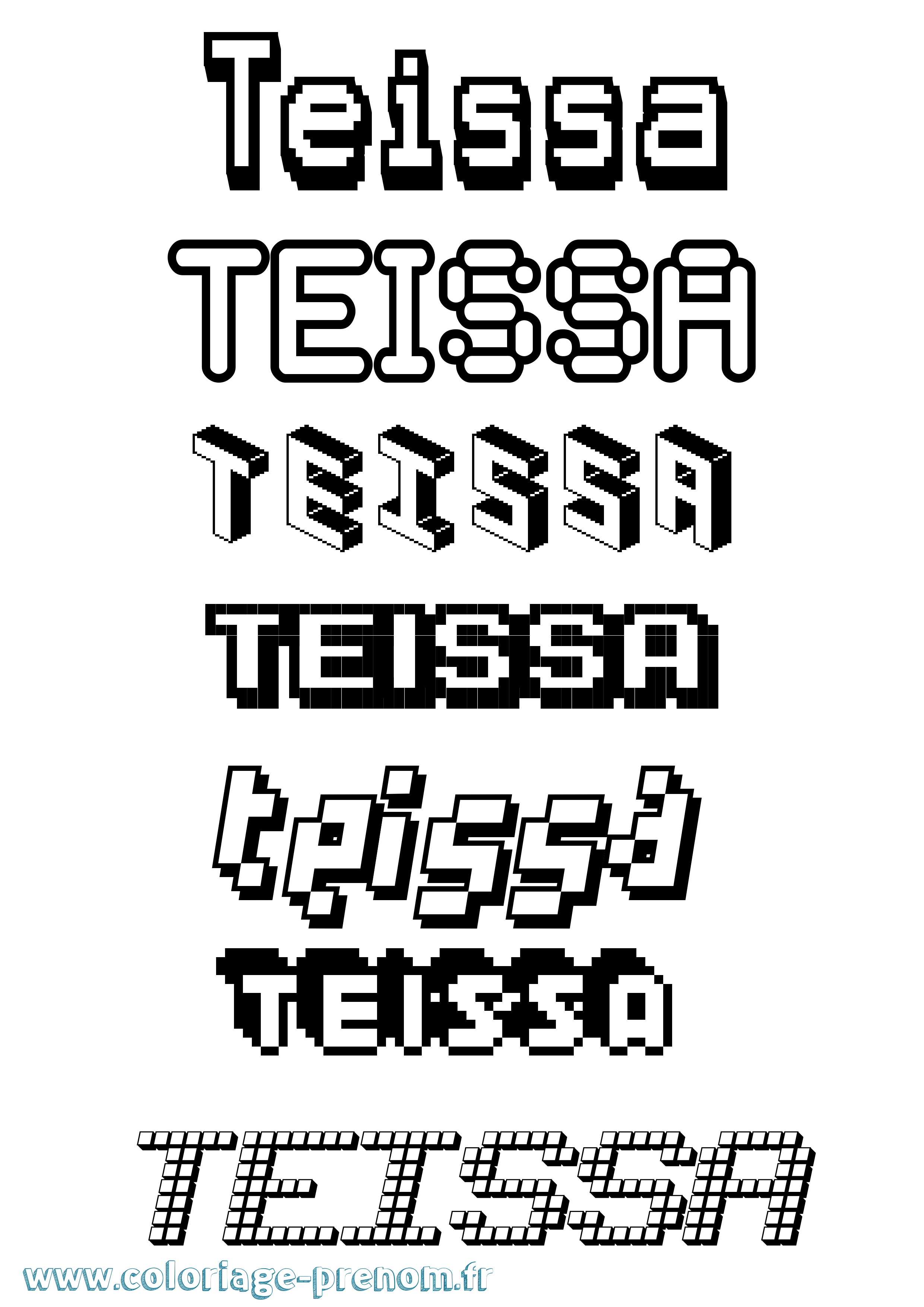 Coloriage prénom Teissa Pixel