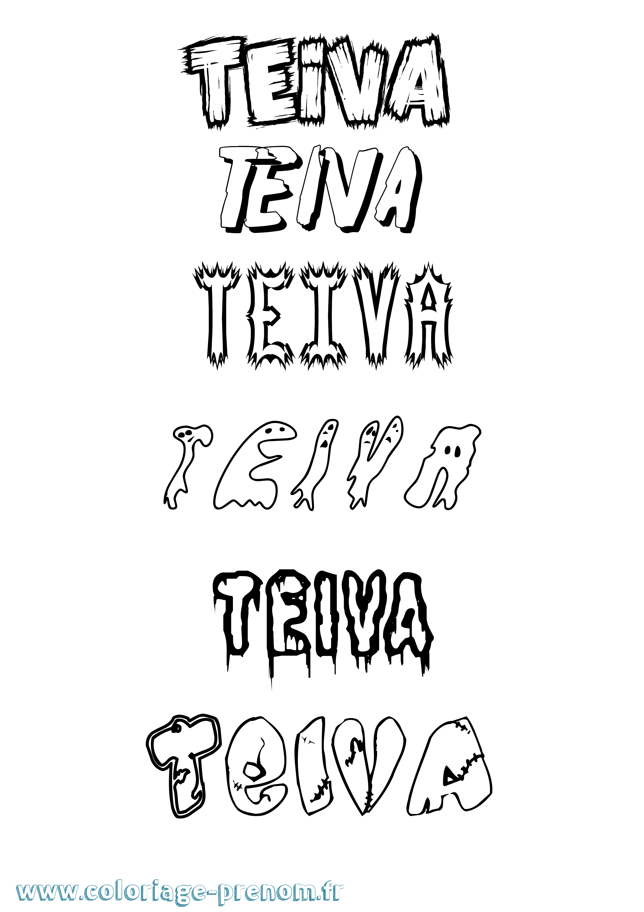Coloriage prénom Teiva Frisson