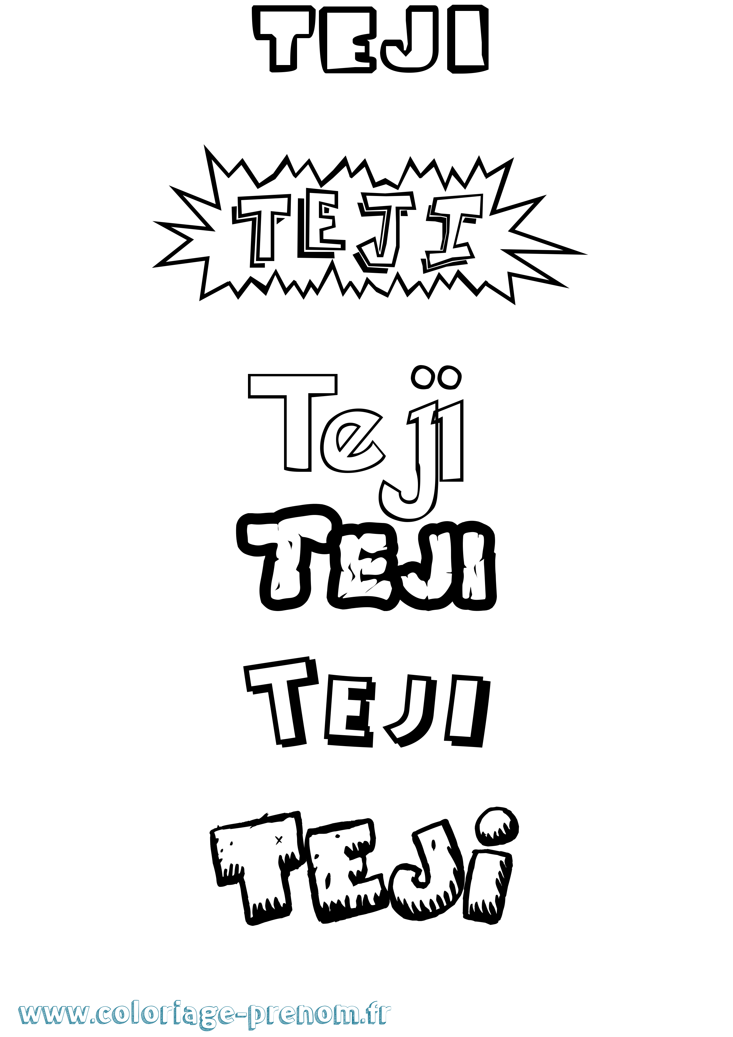 Coloriage prénom Teji Dessin Animé