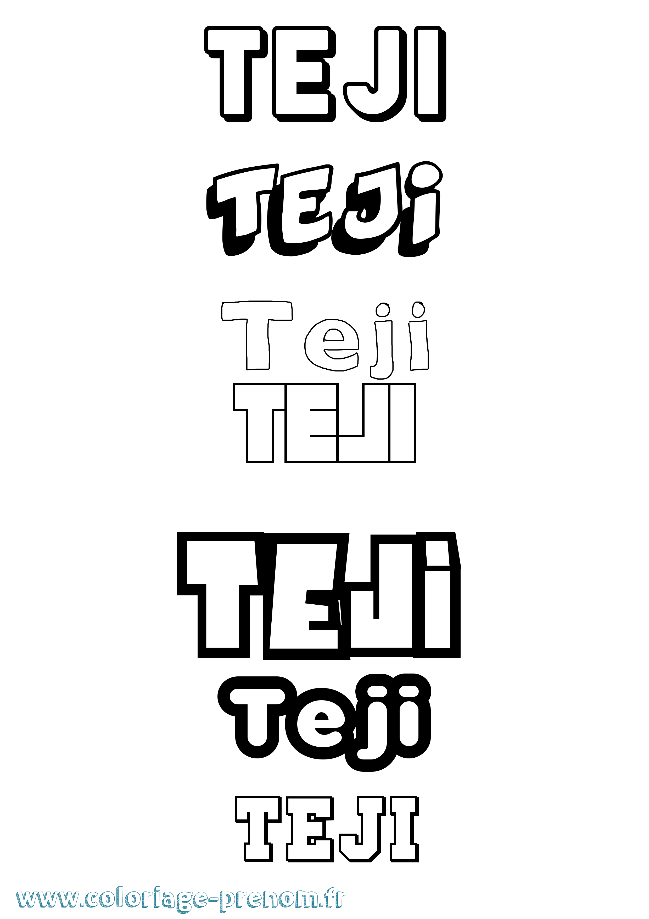 Coloriage prénom Teji Simple