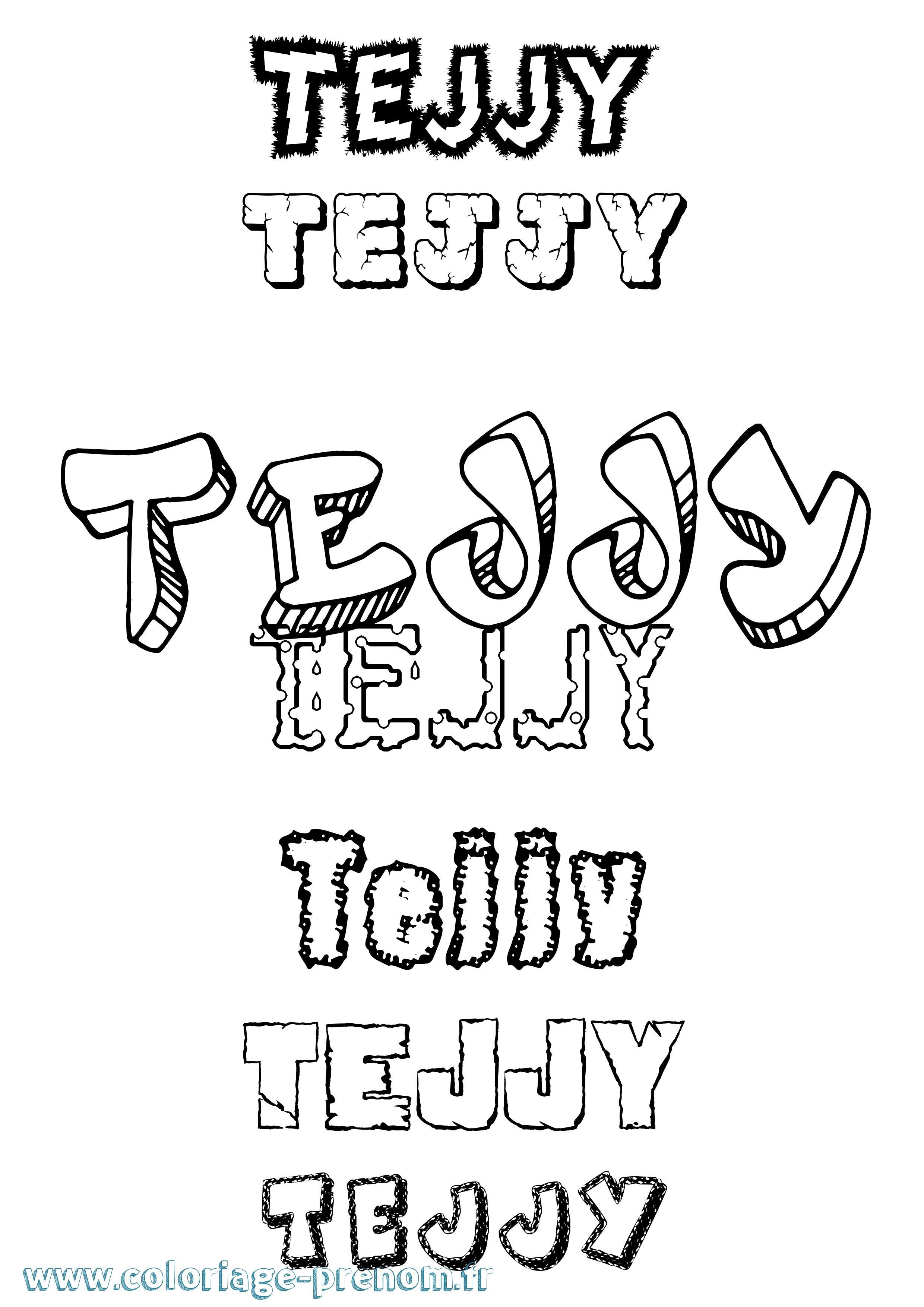 Coloriage prénom Tejjy Destructuré