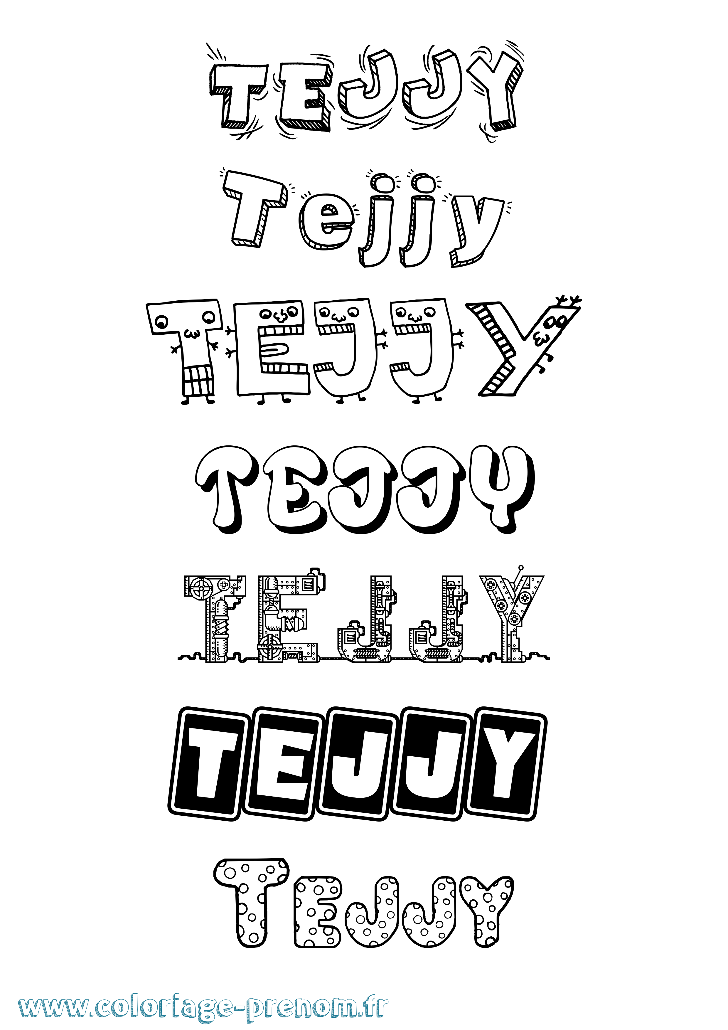 Coloriage prénom Tejjy Fun