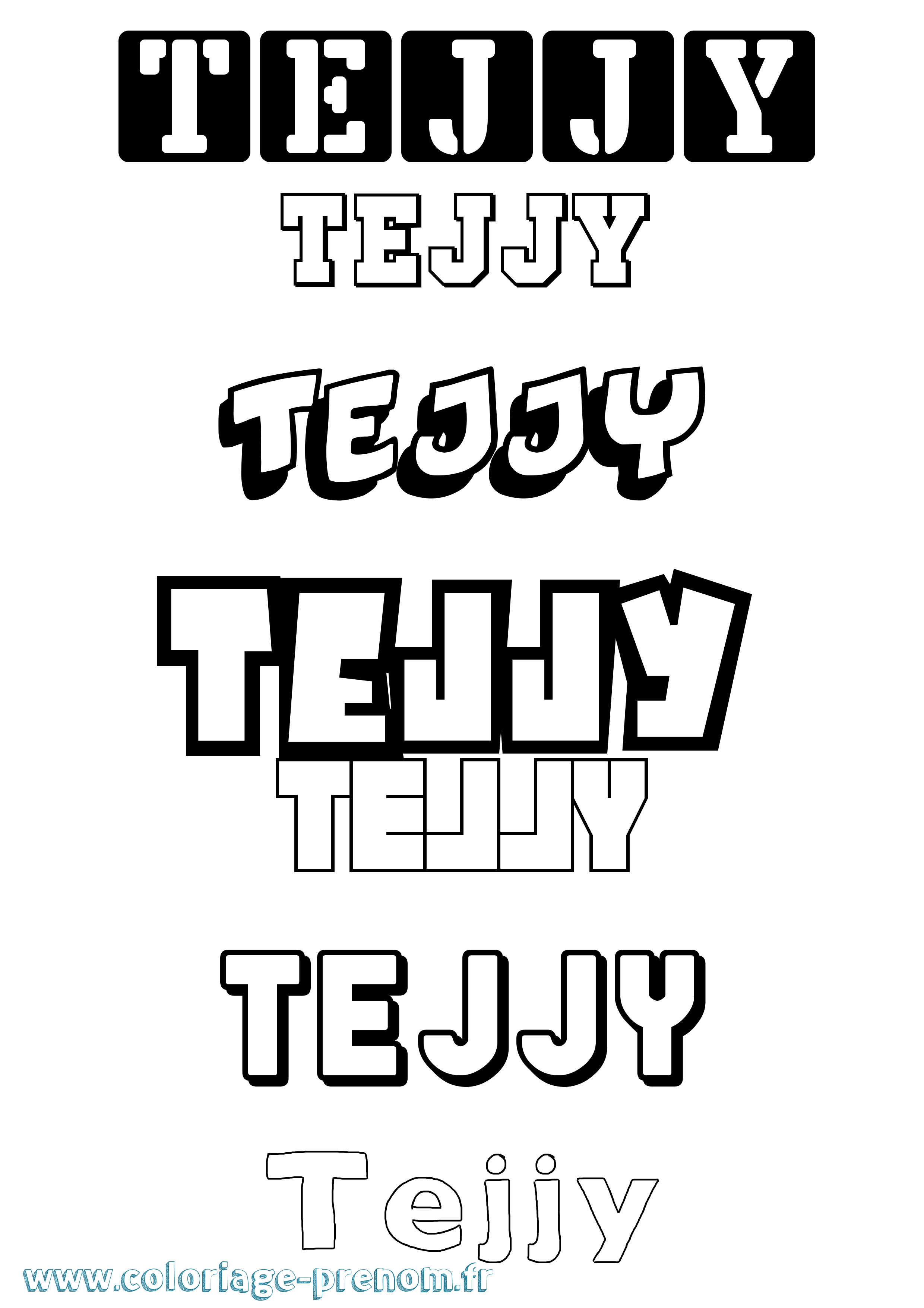Coloriage prénom Tejjy Simple