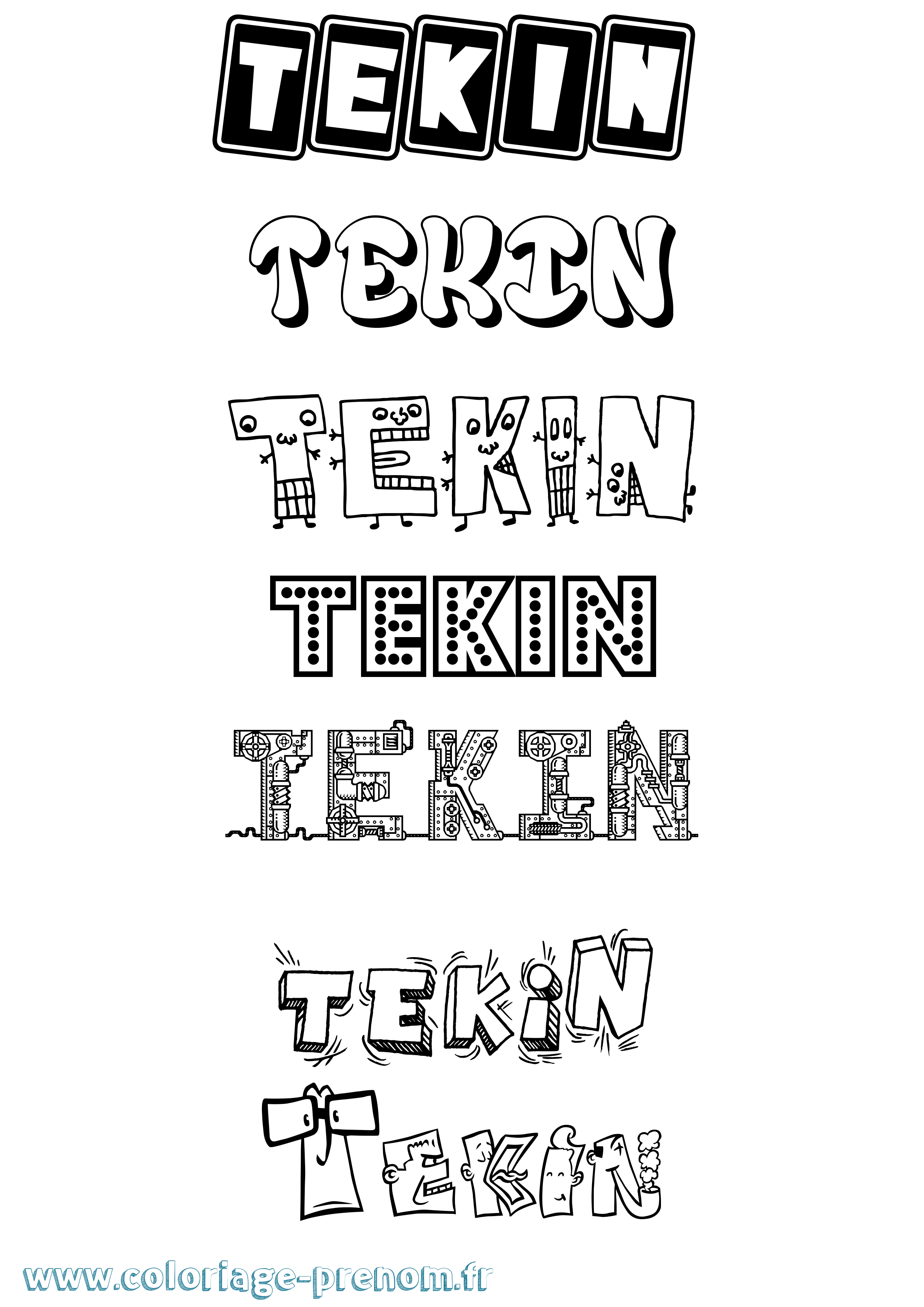 Coloriage prénom Tekin Fun