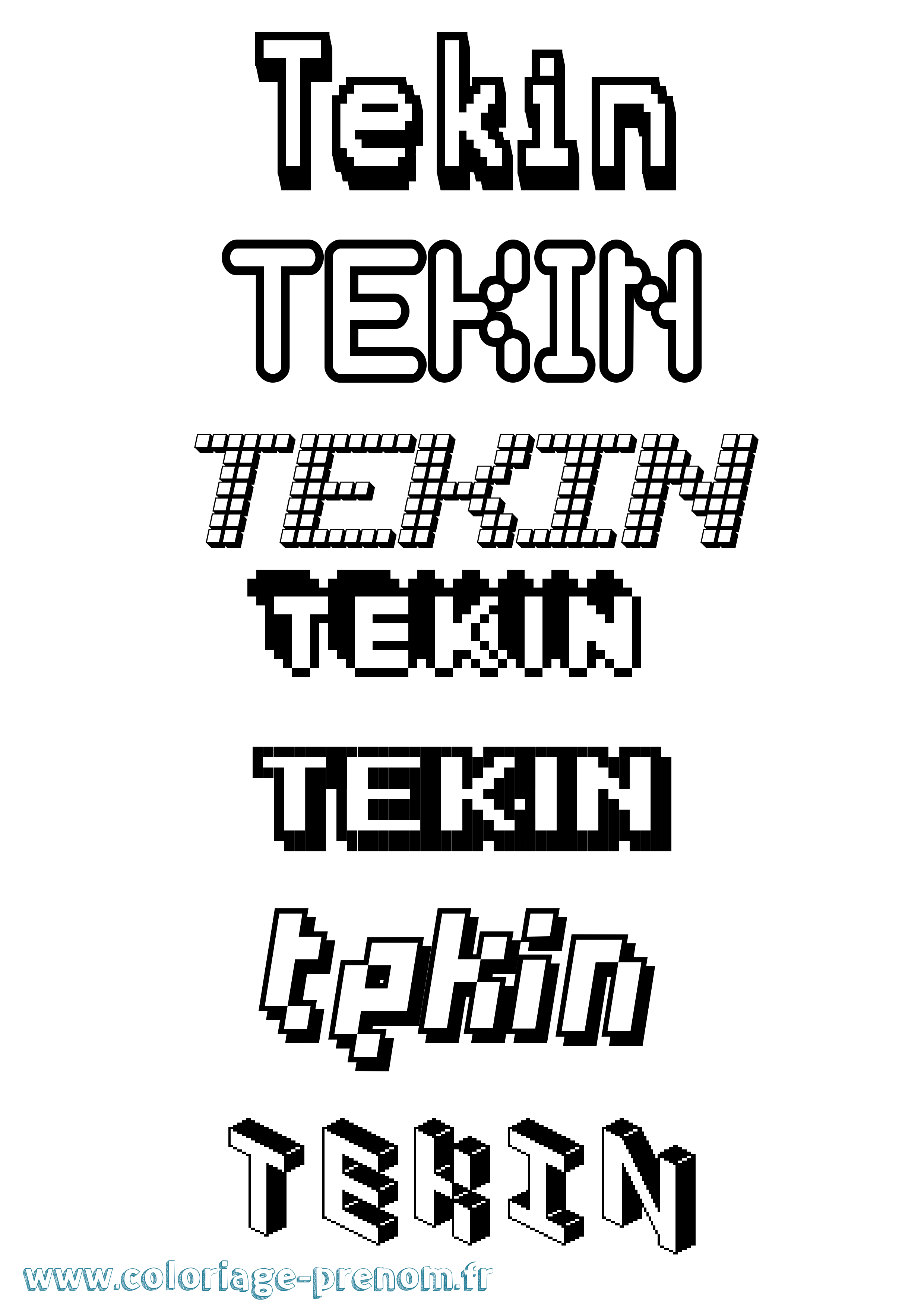 Coloriage prénom Tekin Pixel