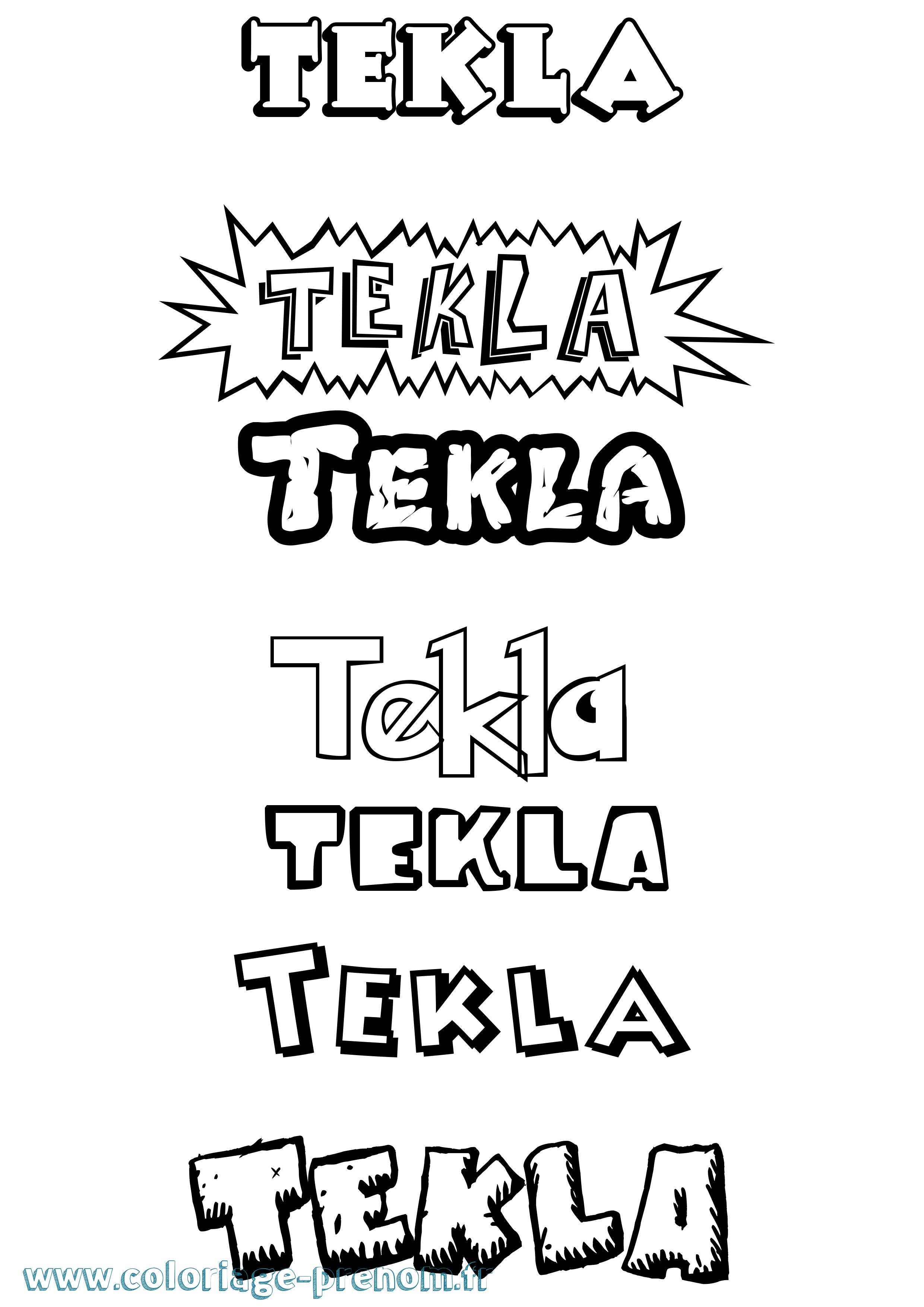 Coloriage prénom Tekla Dessin Animé