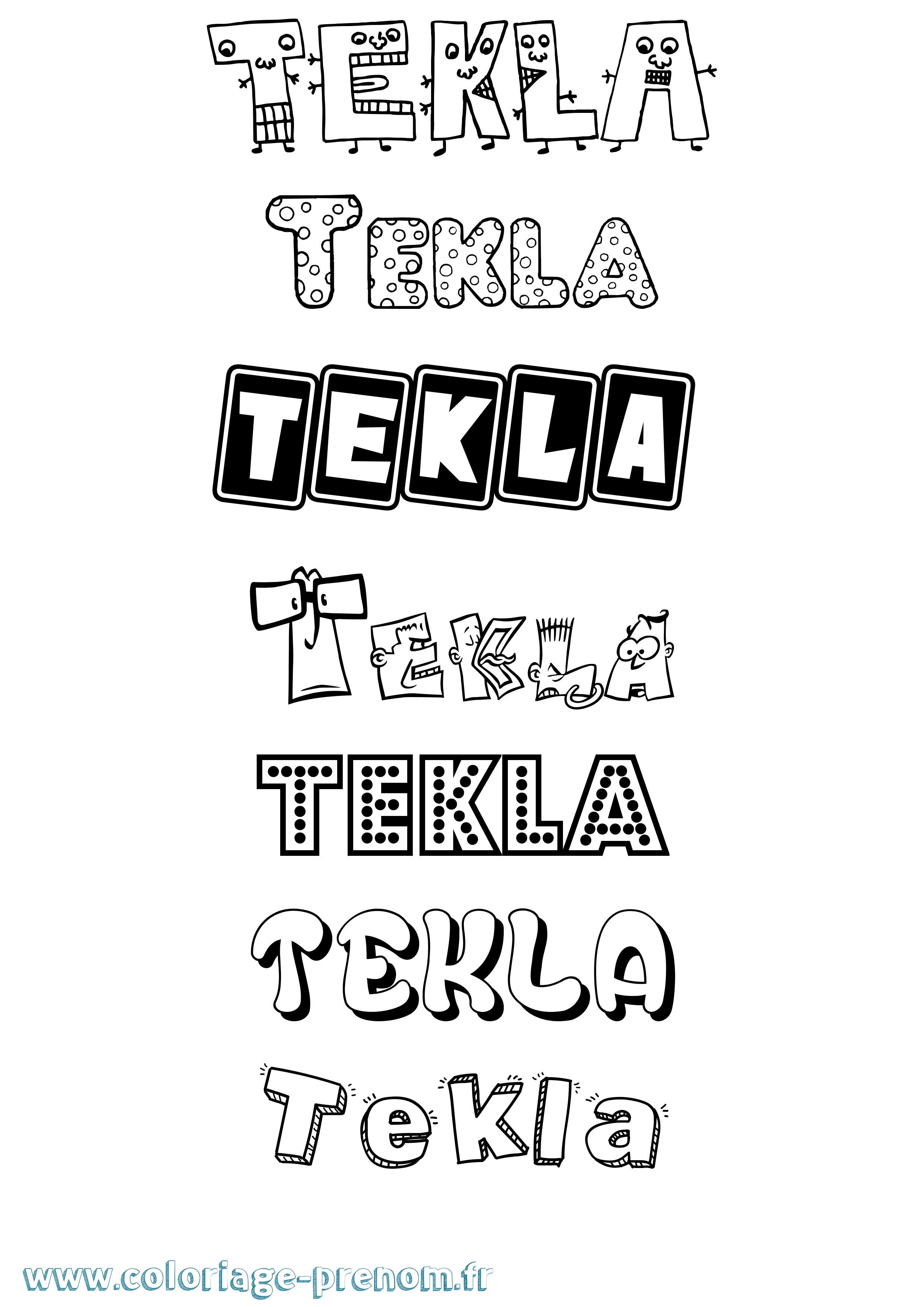 Coloriage prénom Tekla Fun