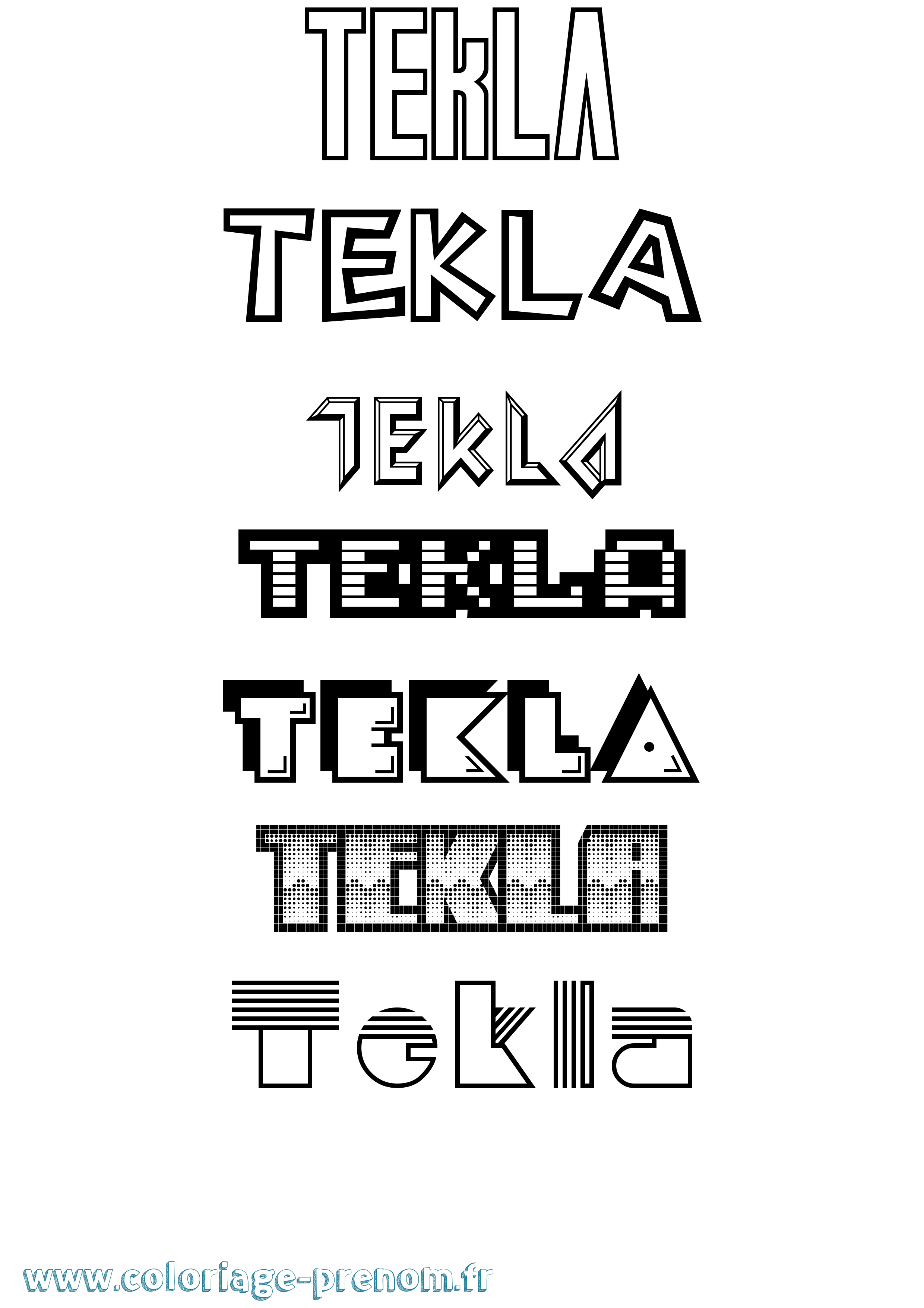 Coloriage prénom Tekla Jeux Vidéos