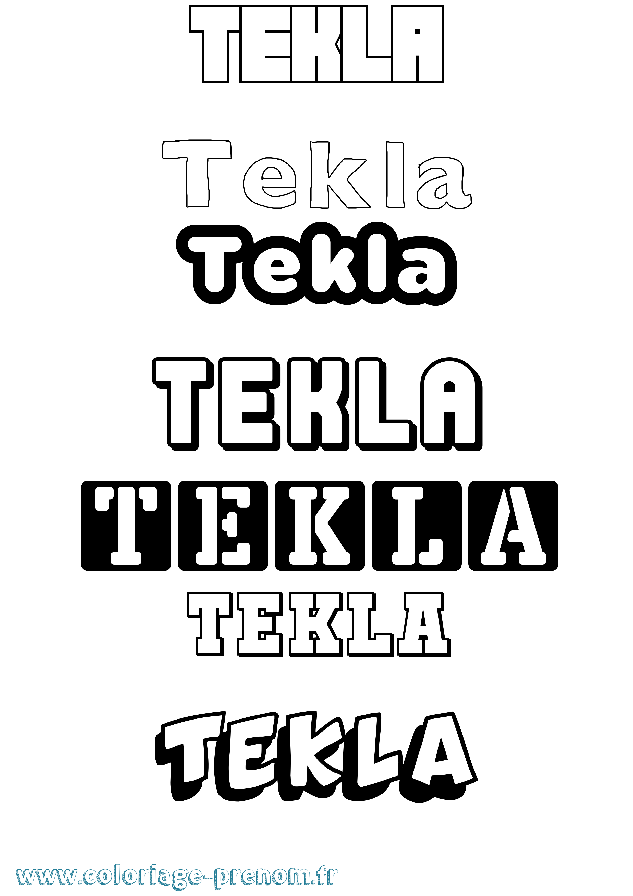 Coloriage prénom Tekla Simple