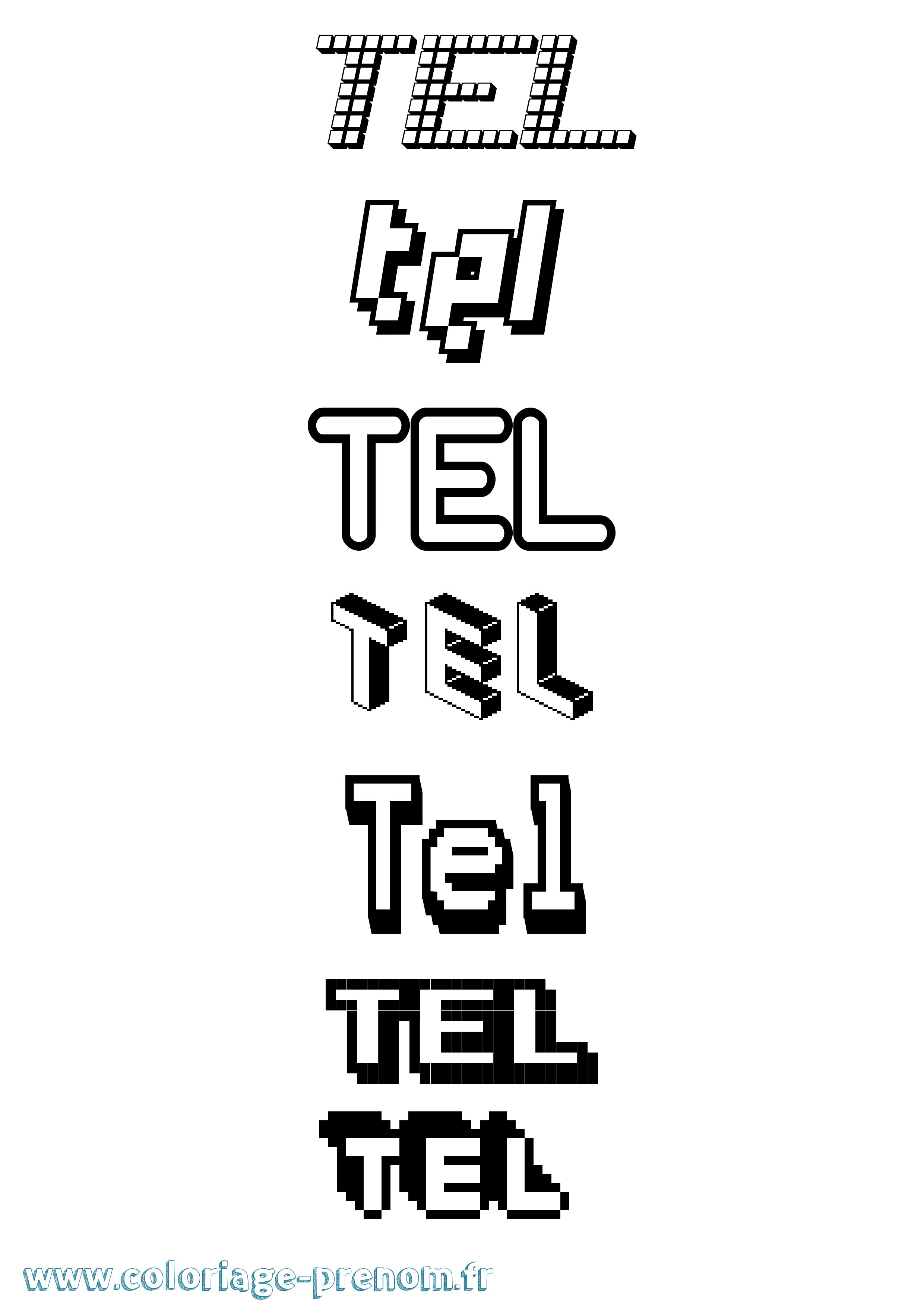 Coloriage prénom Tel Pixel