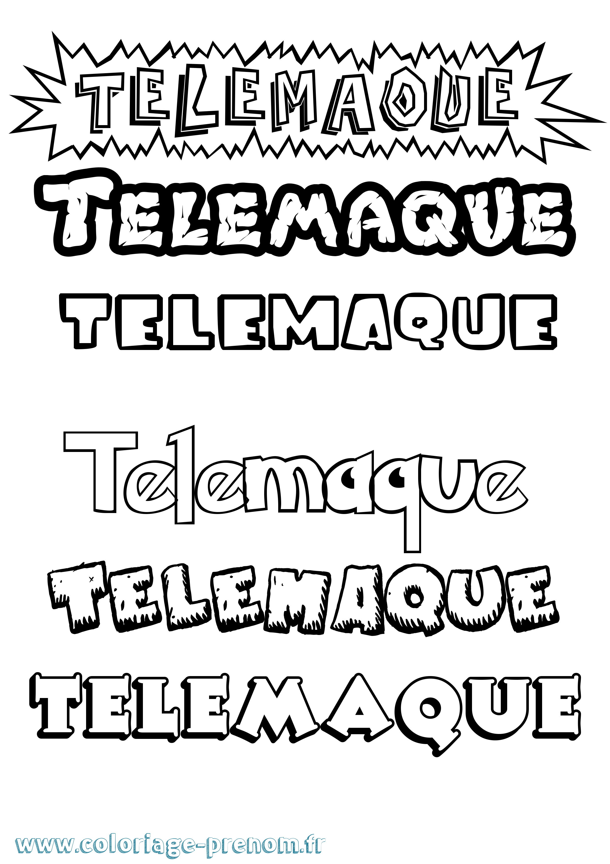 Coloriage prénom Telemaque Dessin Animé