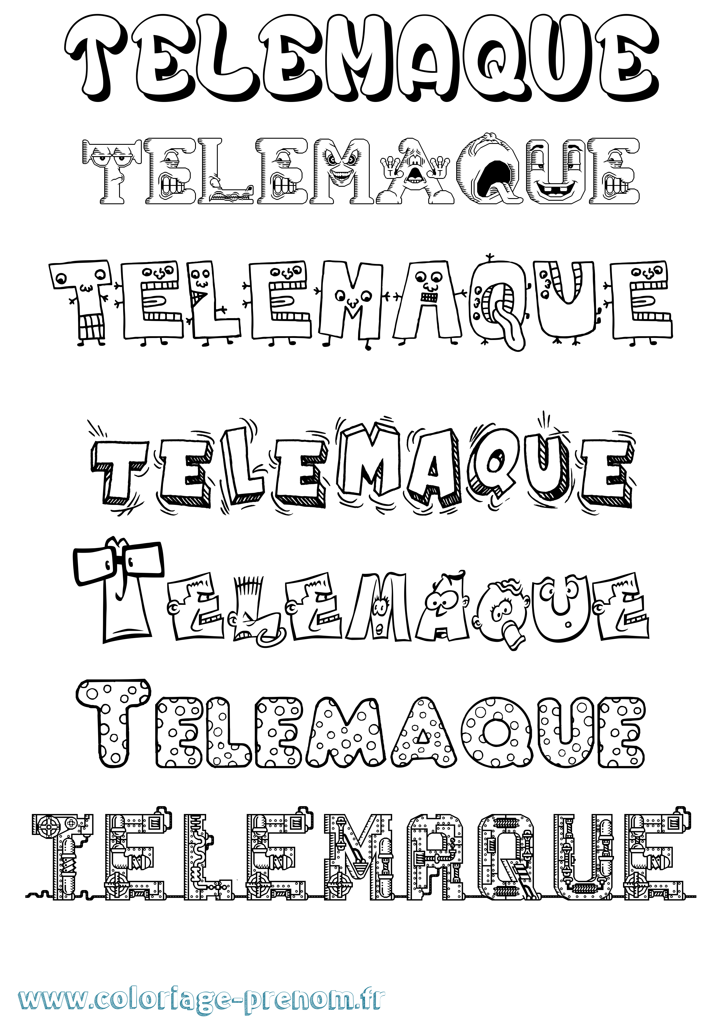 Coloriage prénom Telemaque Fun