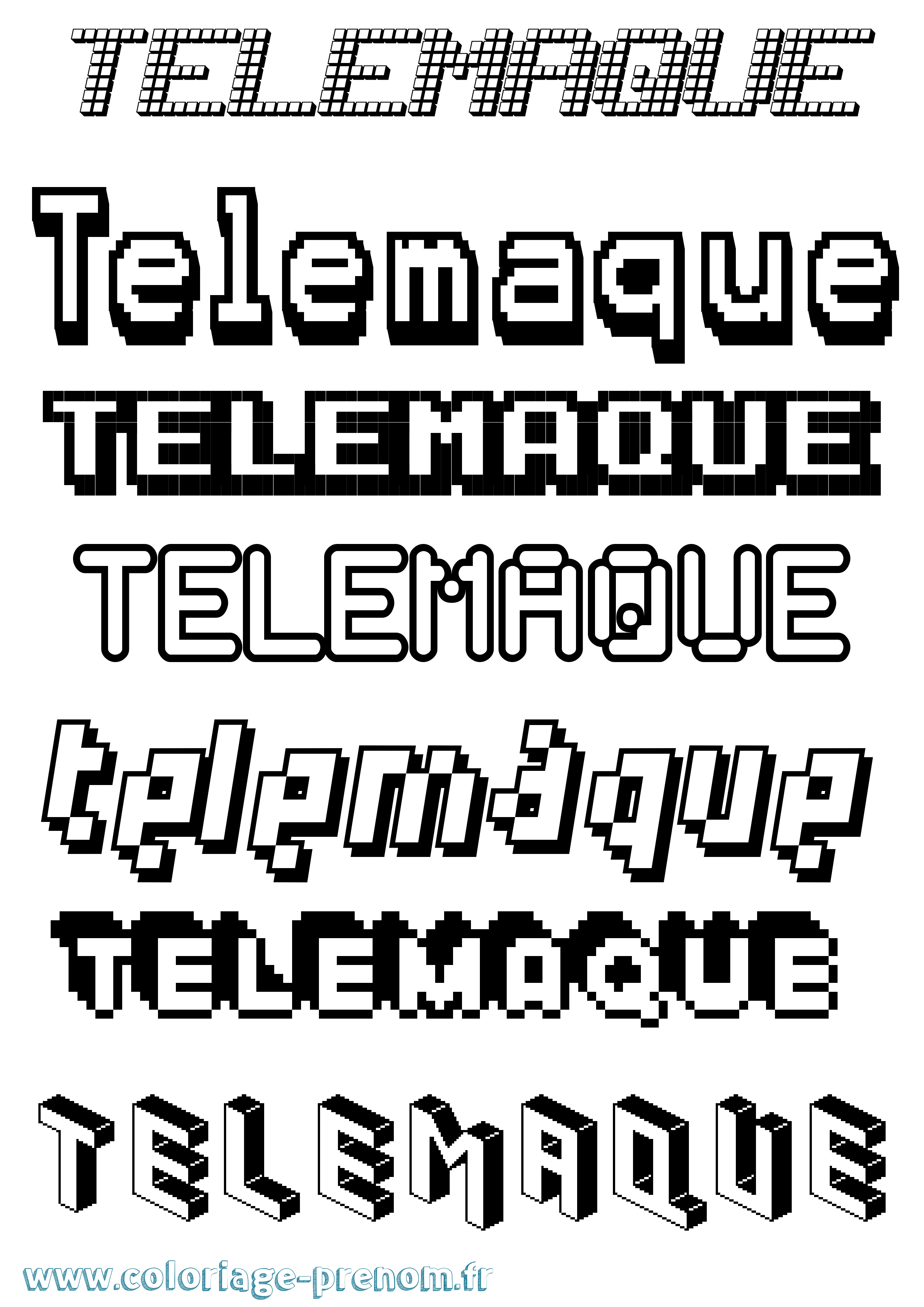 Coloriage prénom Telemaque Pixel