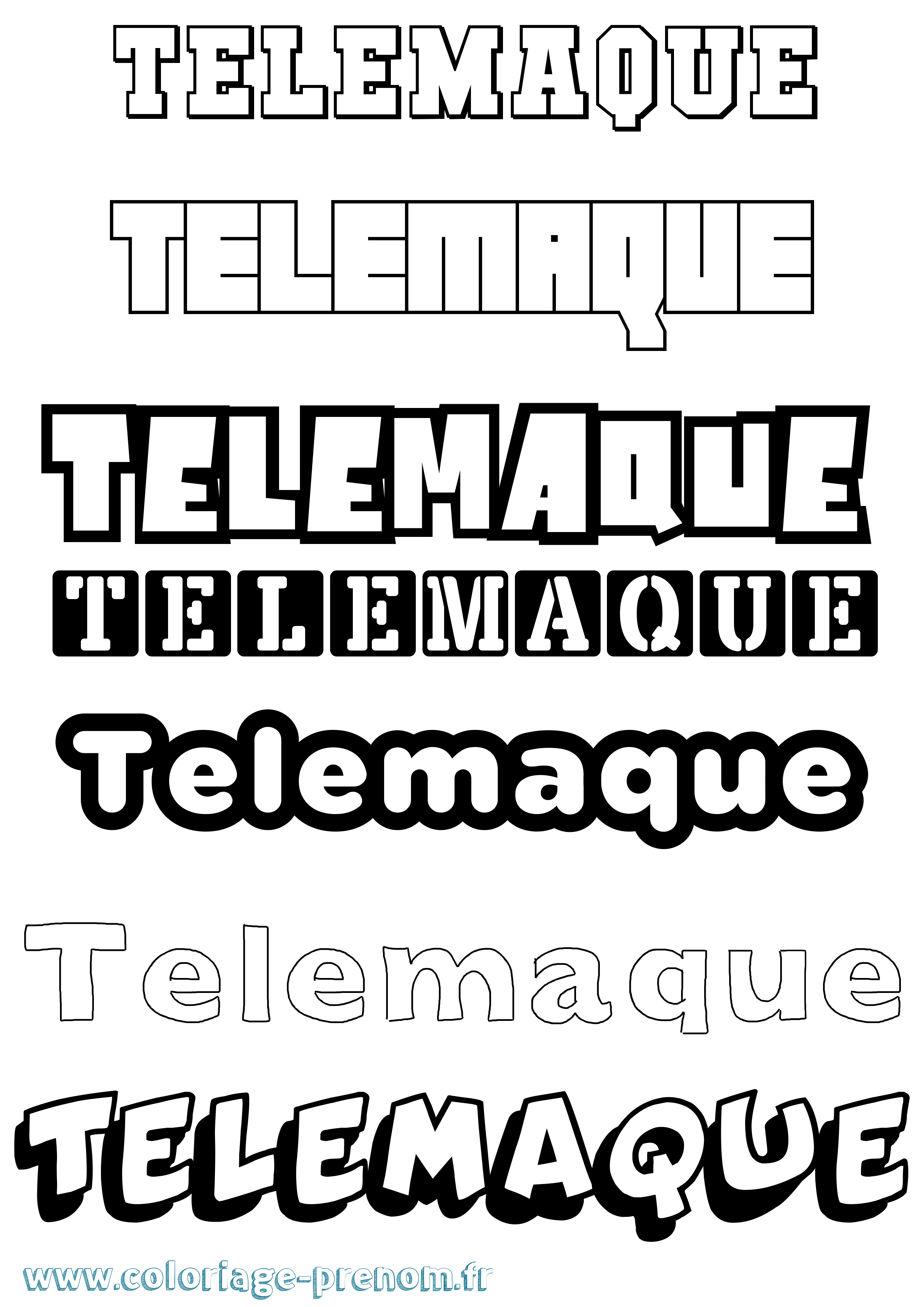 Coloriage prénom Telemaque Simple