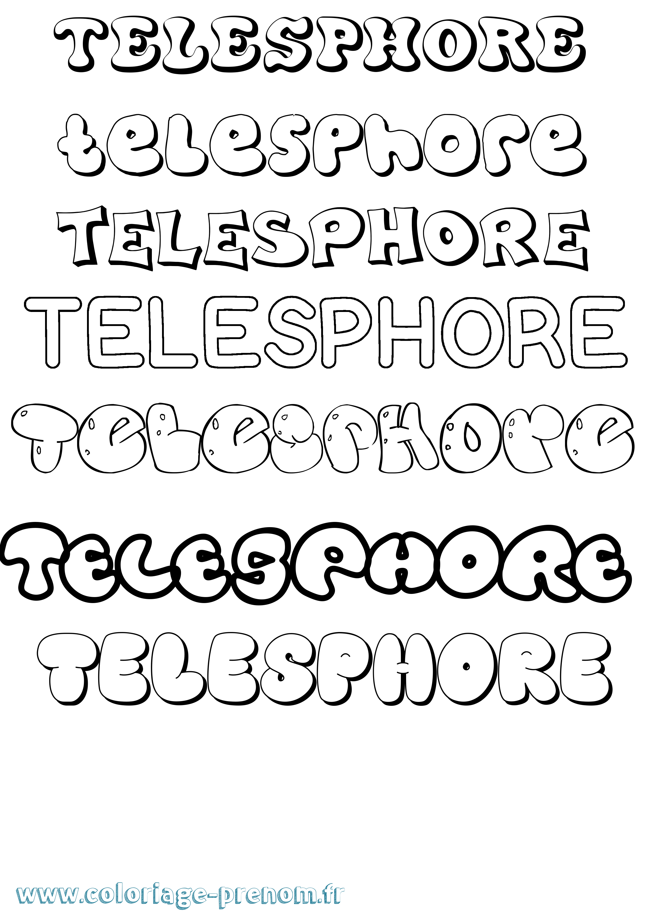 Coloriage prénom Telesphore Bubble