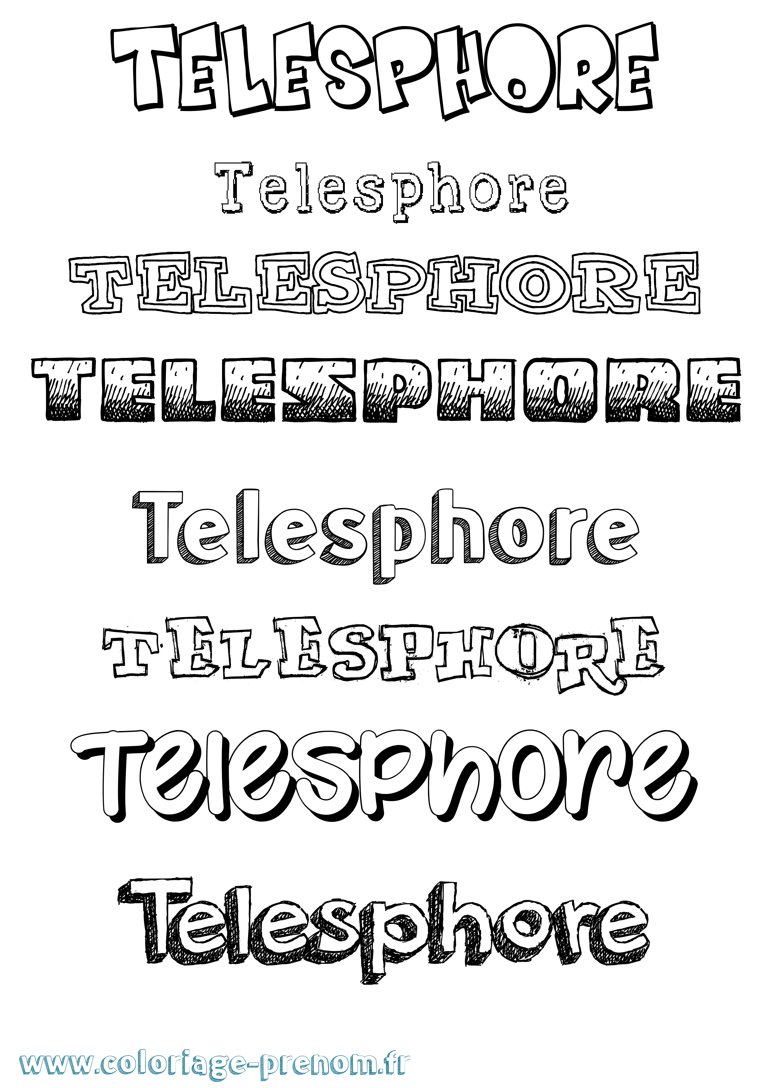 Coloriage prénom Telesphore Dessiné
