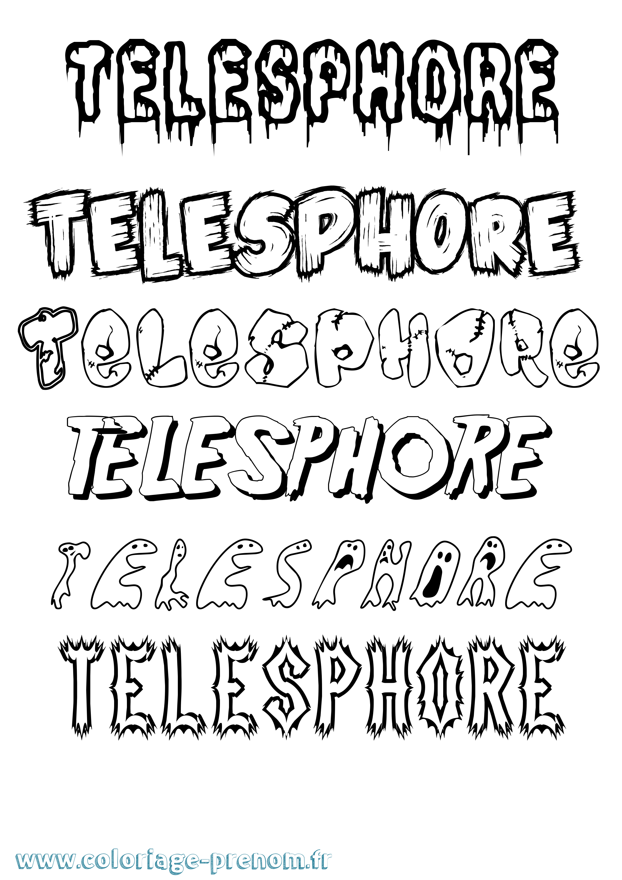 Coloriage prénom Telesphore Frisson