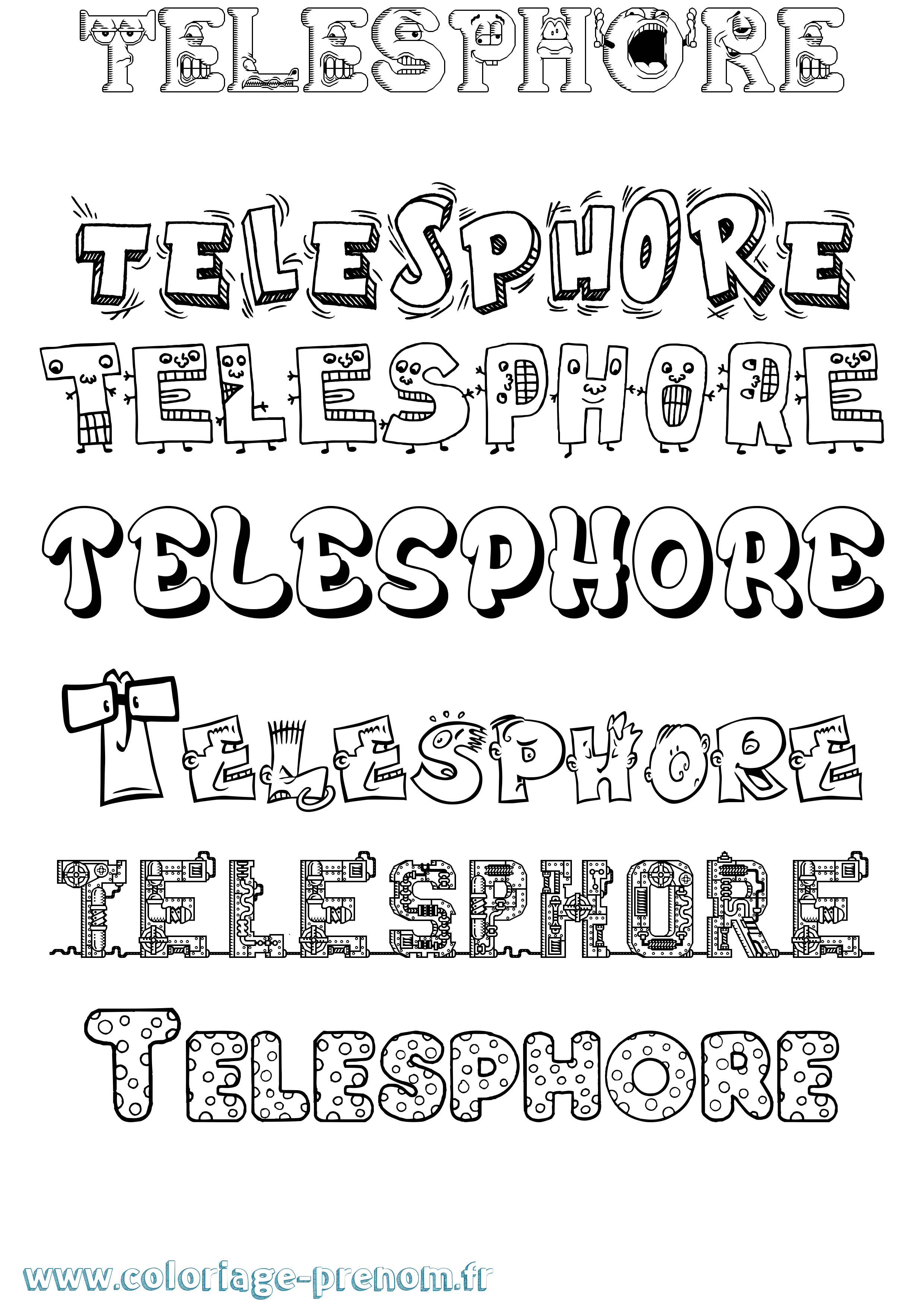 Coloriage prénom Telesphore Fun