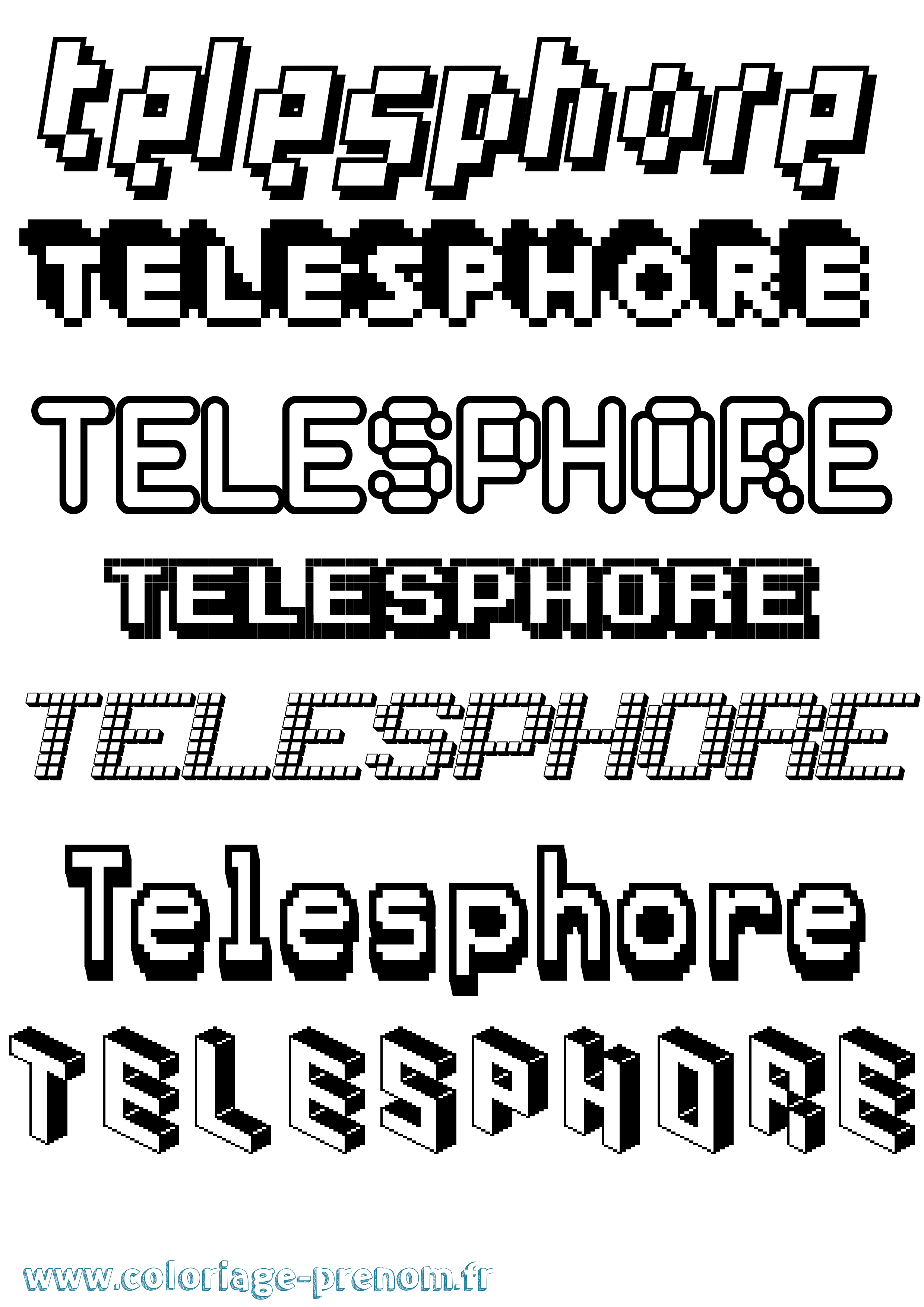 Coloriage prénom Telesphore Pixel