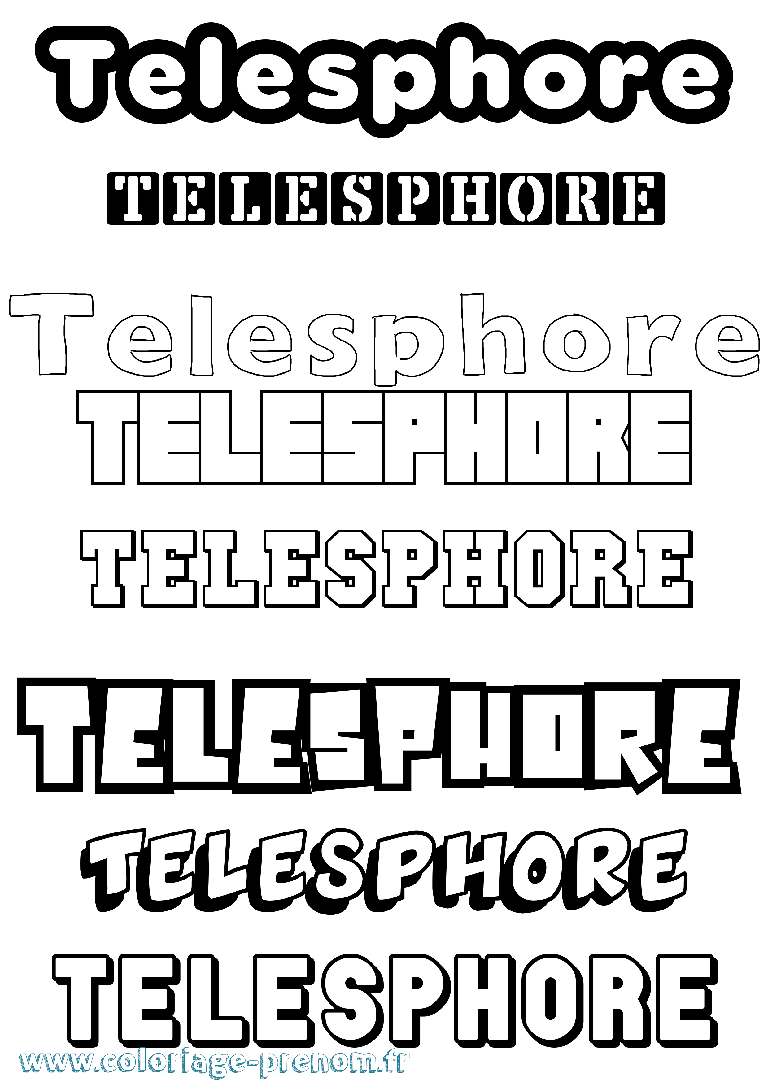 Coloriage prénom Telesphore Simple