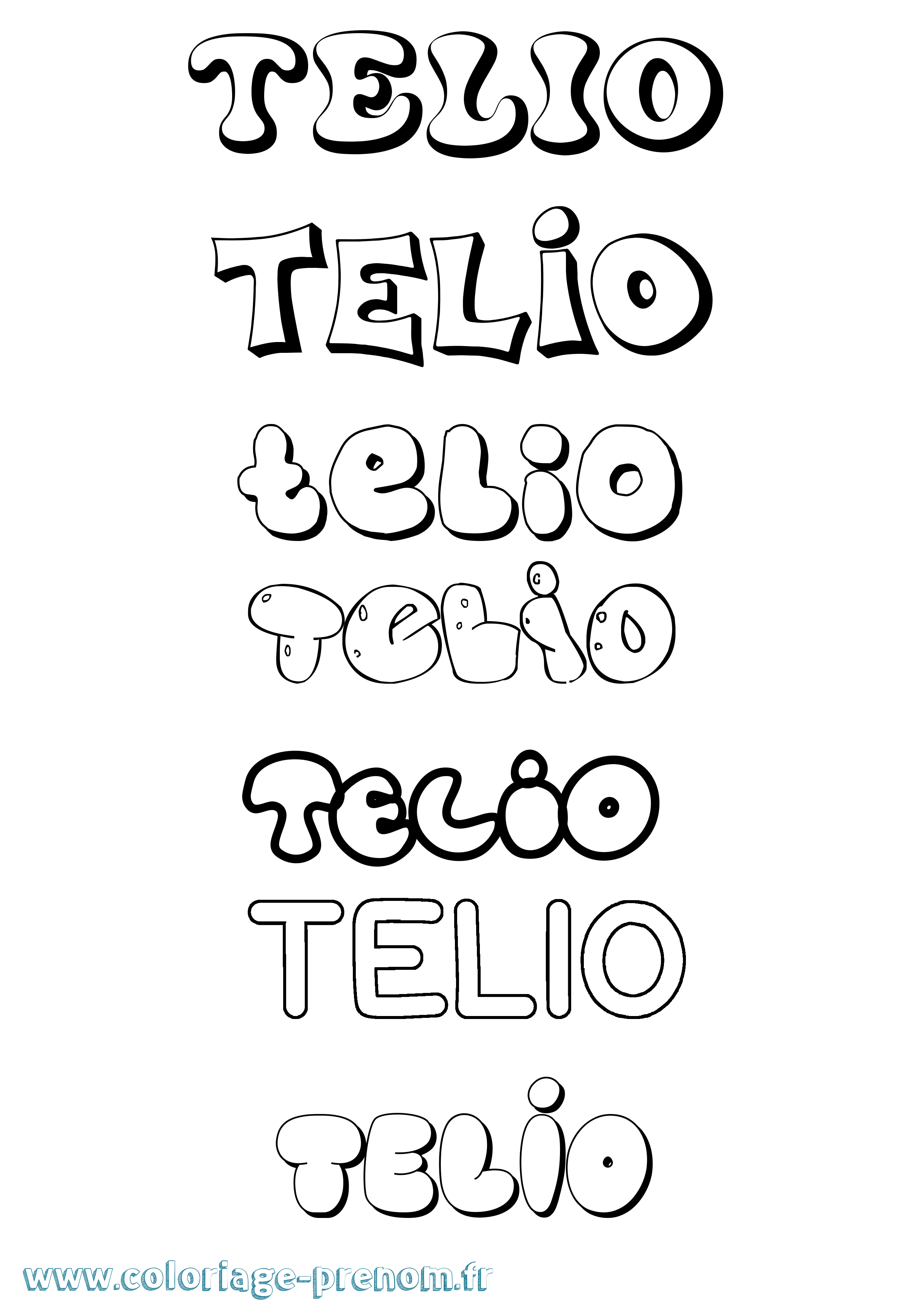 Coloriage prénom Telio Bubble