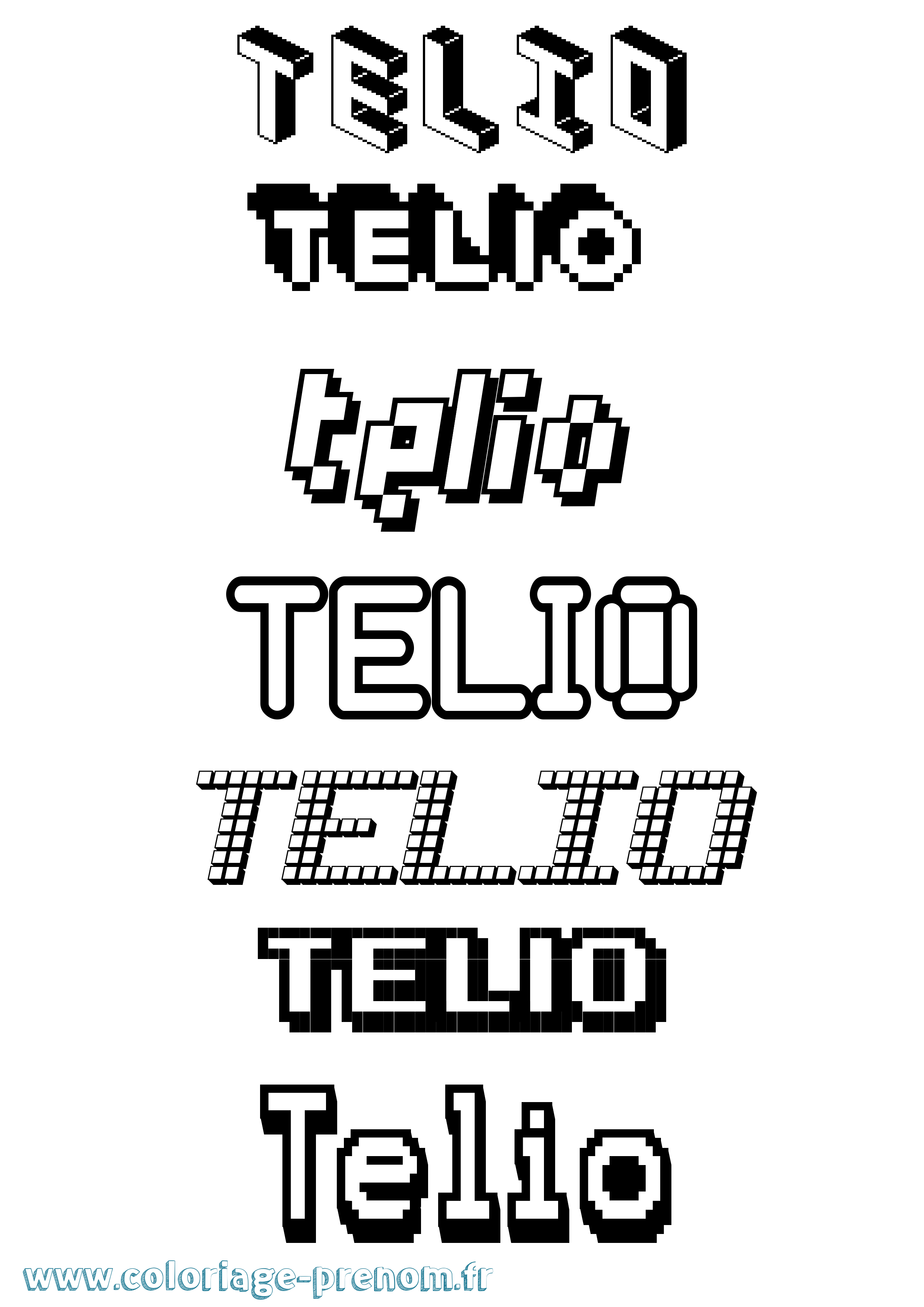 Coloriage prénom Telio Pixel