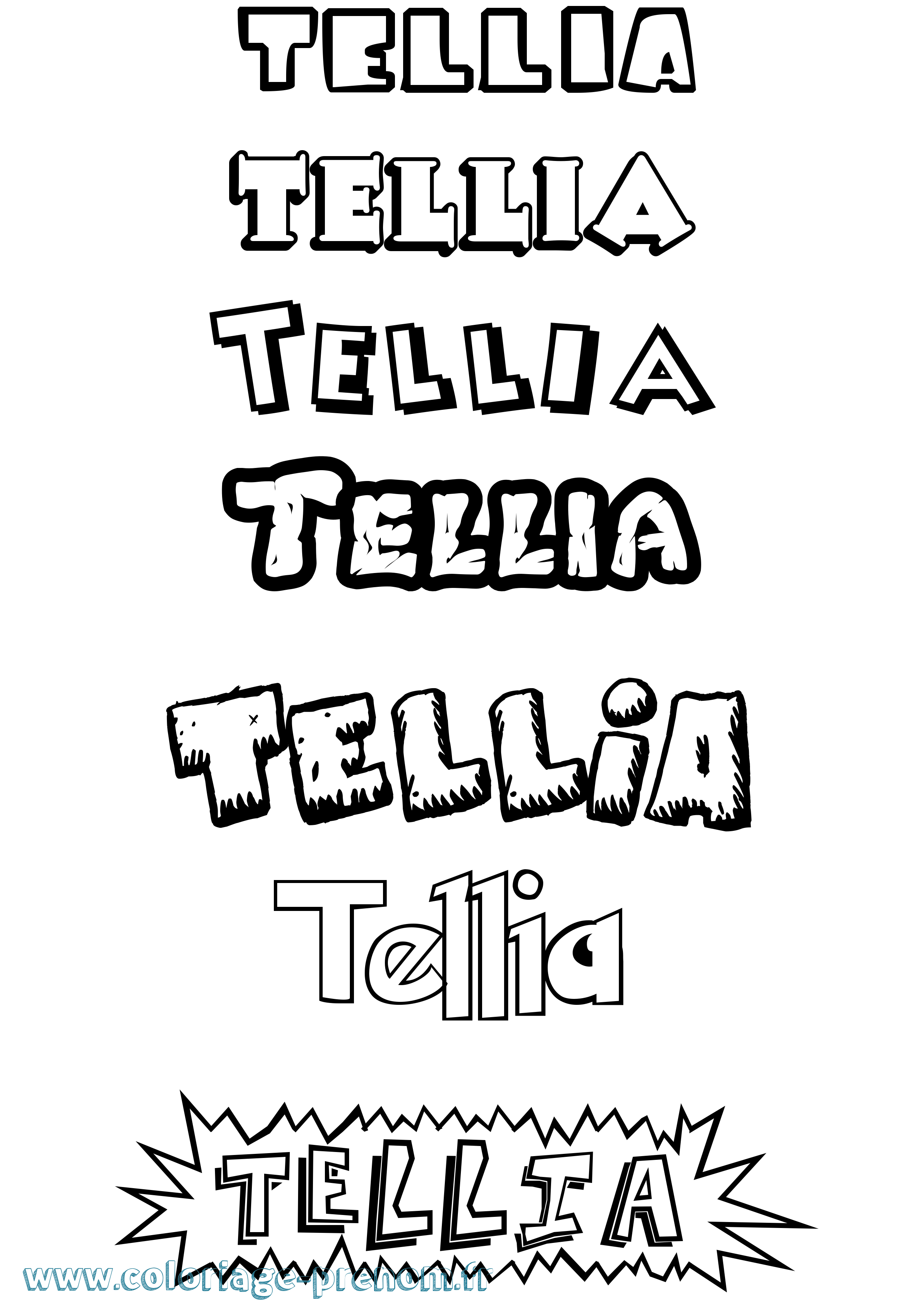 Coloriage prénom Tellia Dessin Animé