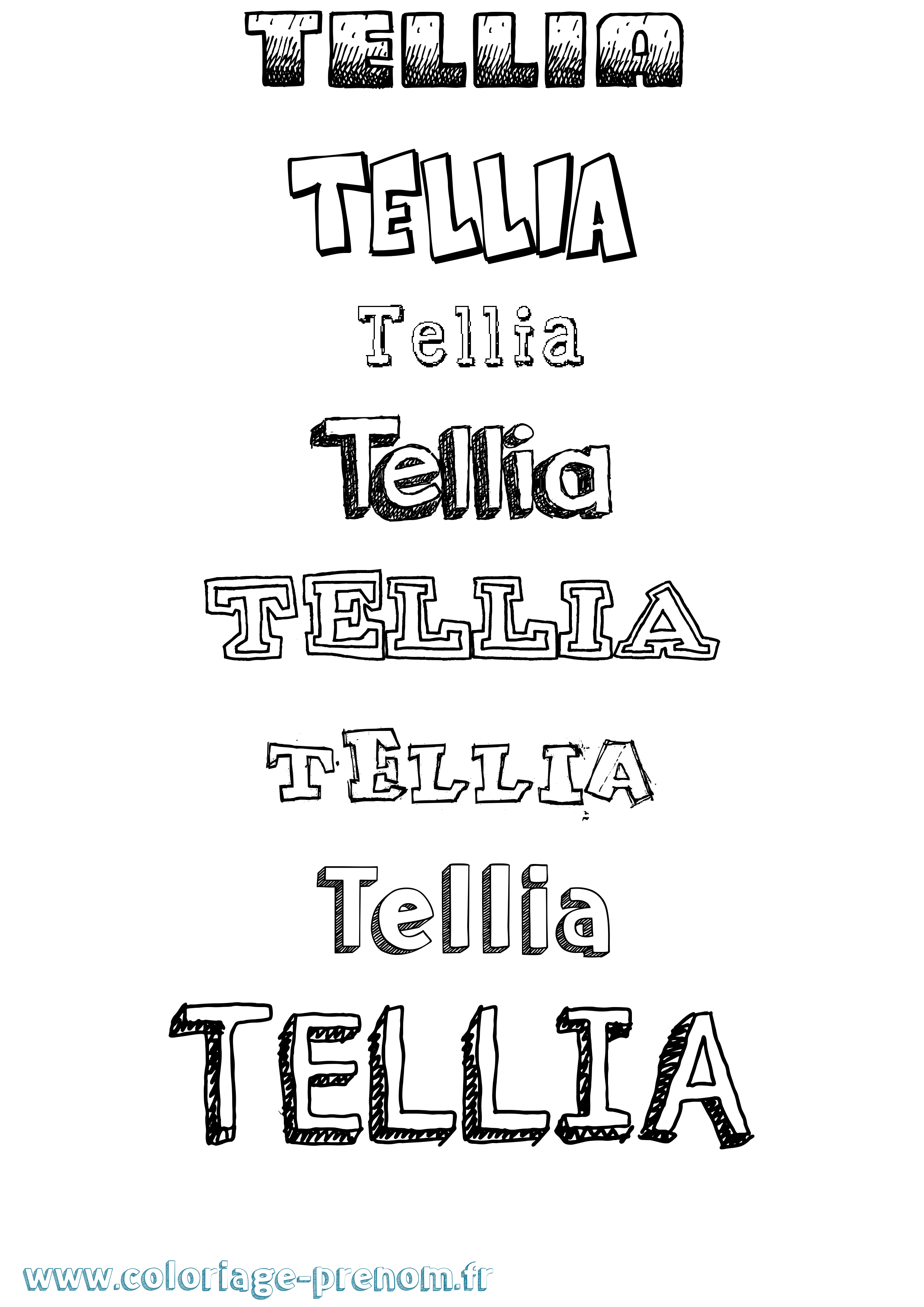Coloriage prénom Tellia Dessiné