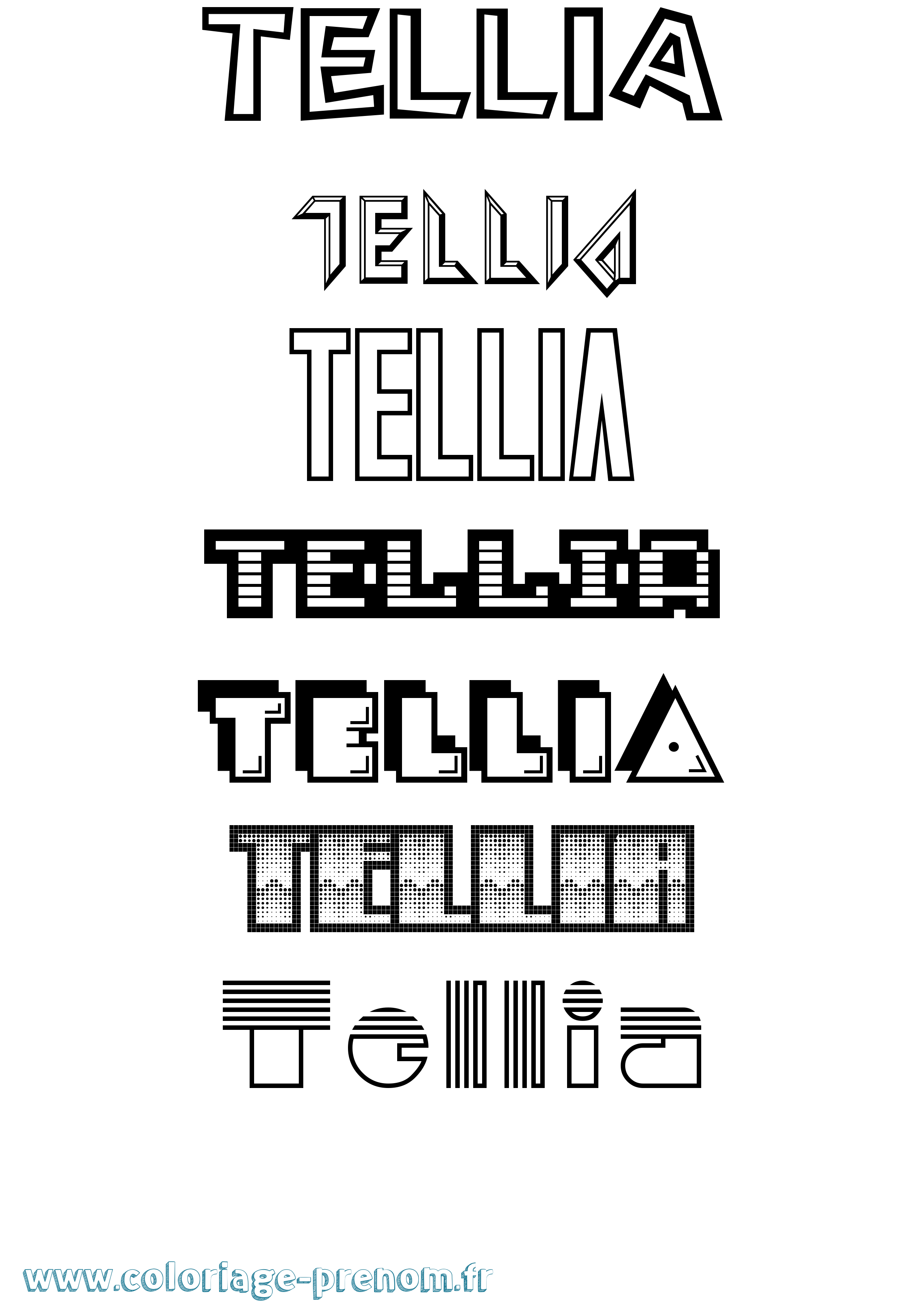 Coloriage prénom Tellia Jeux Vidéos