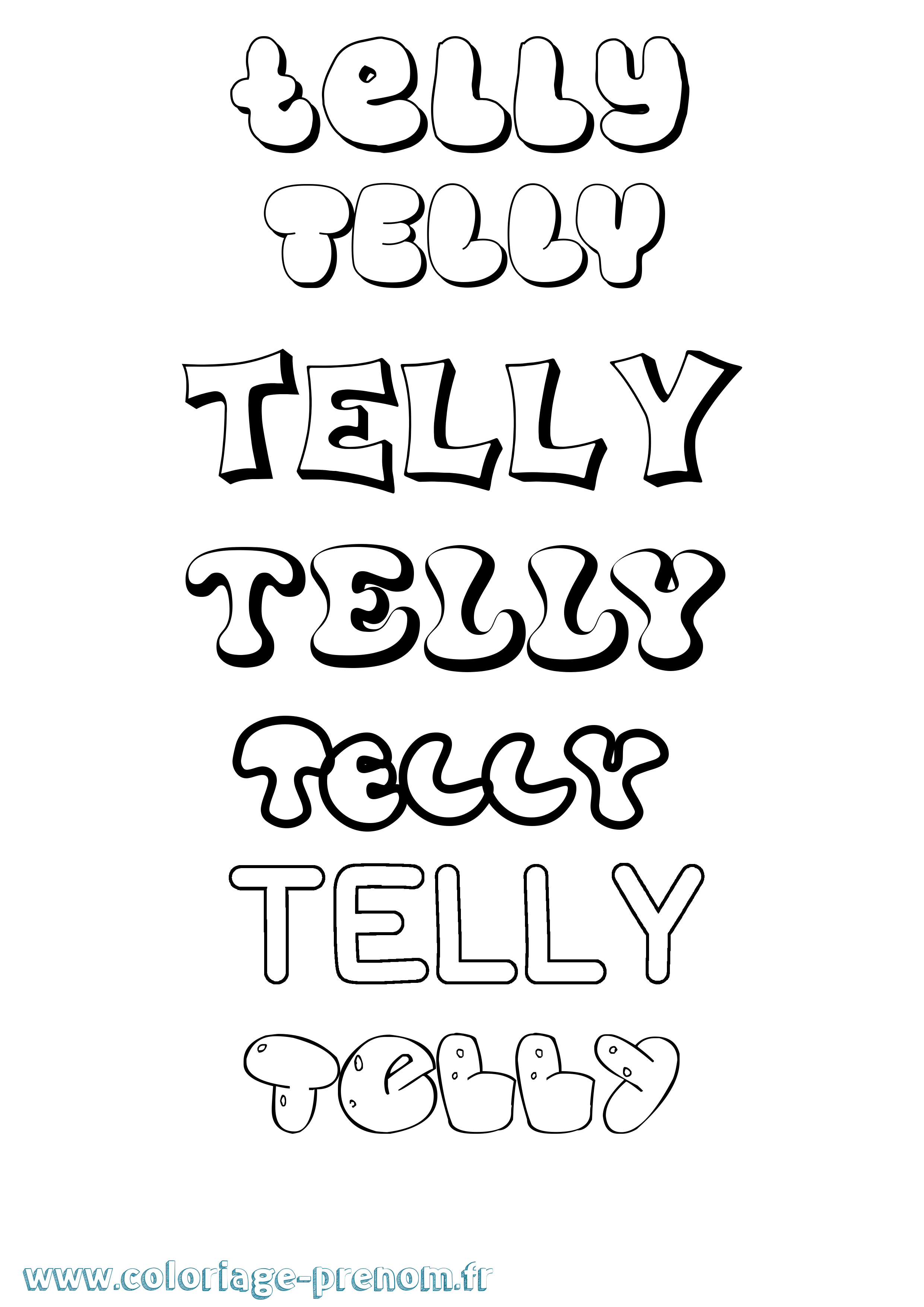 Coloriage prénom Telly Bubble