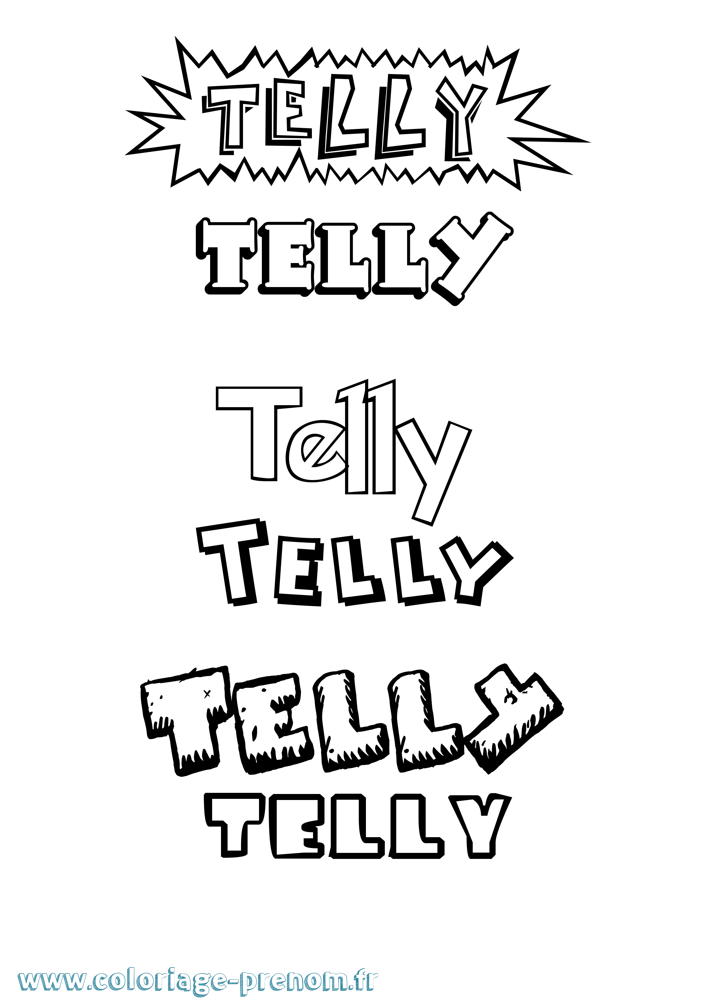 Coloriage prénom Telly Dessin Animé