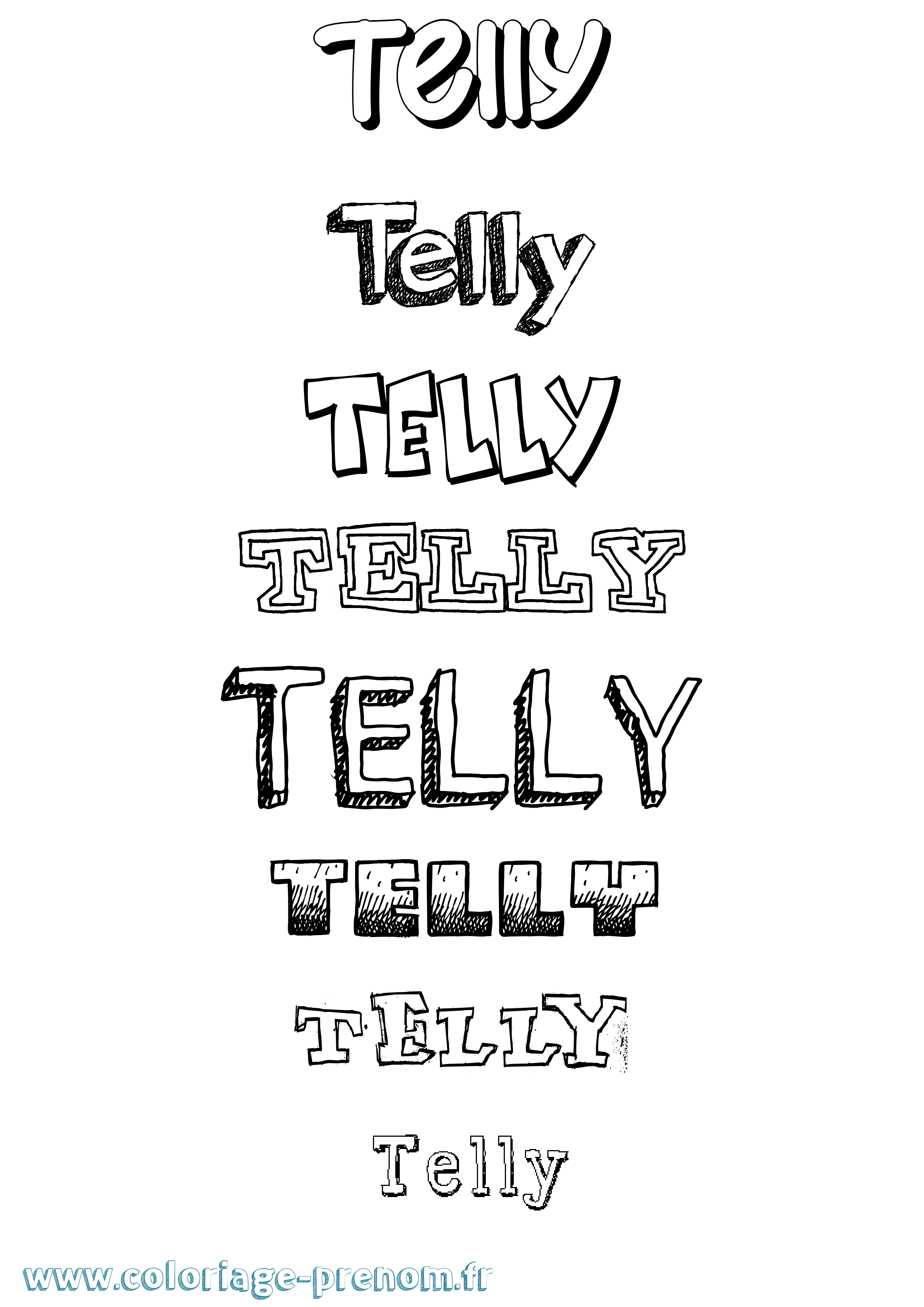 Coloriage prénom Telly Dessiné
