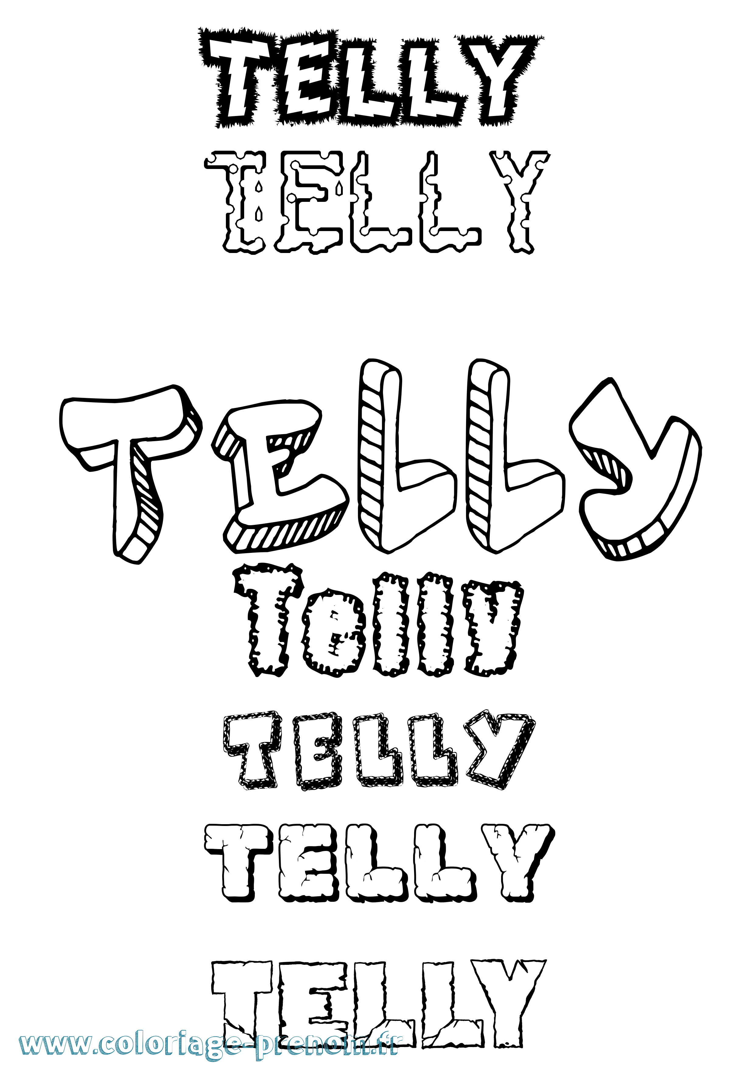 Coloriage prénom Telly Destructuré