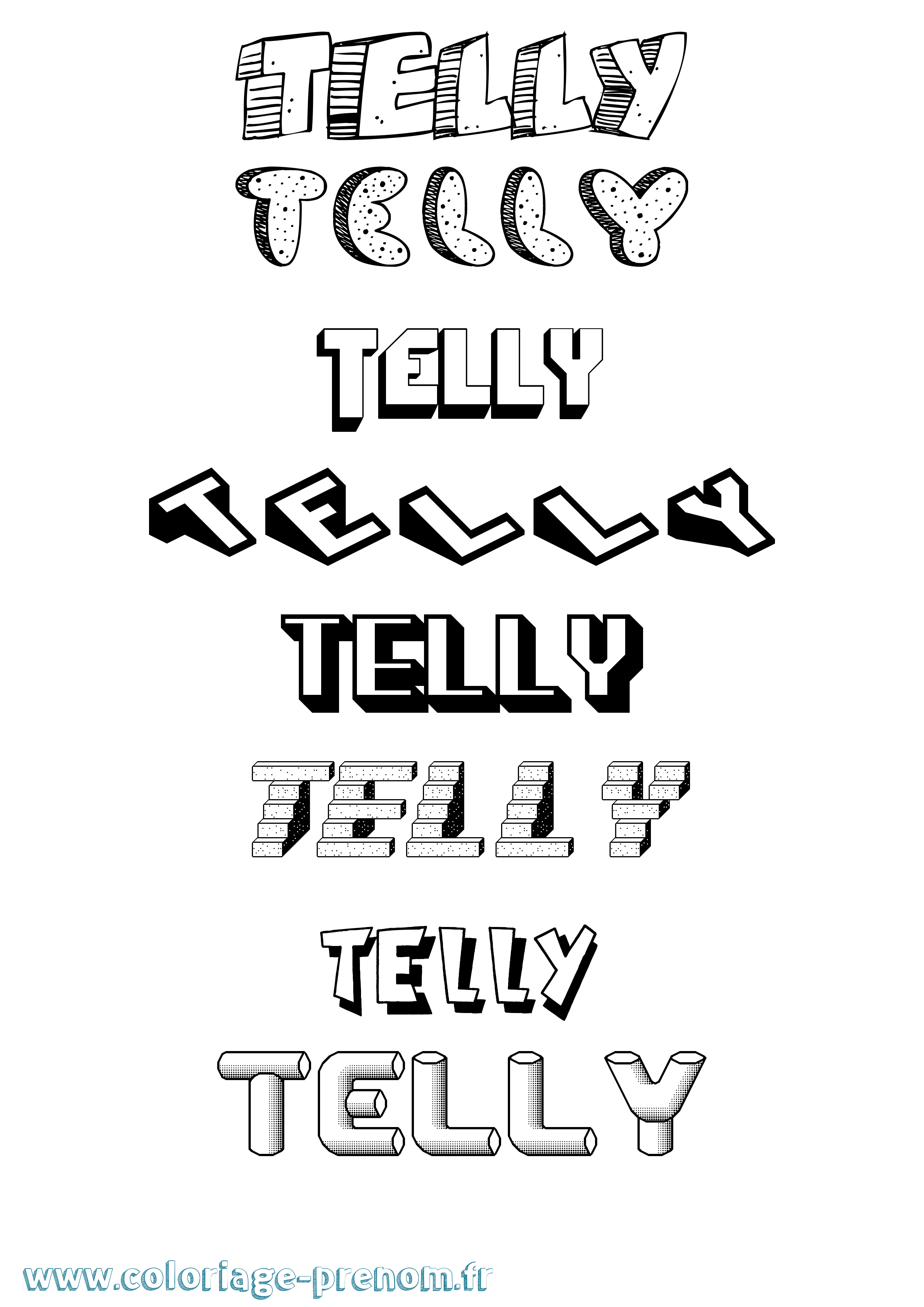 Coloriage prénom Telly Effet 3D
