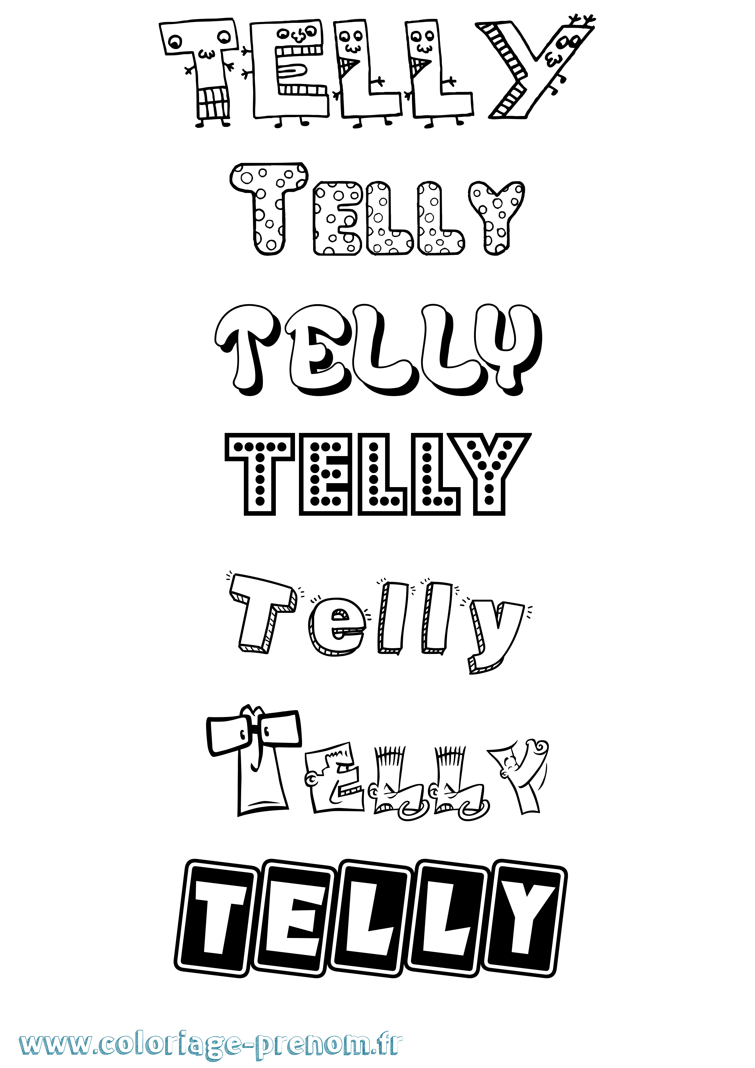 Coloriage prénom Telly Fun