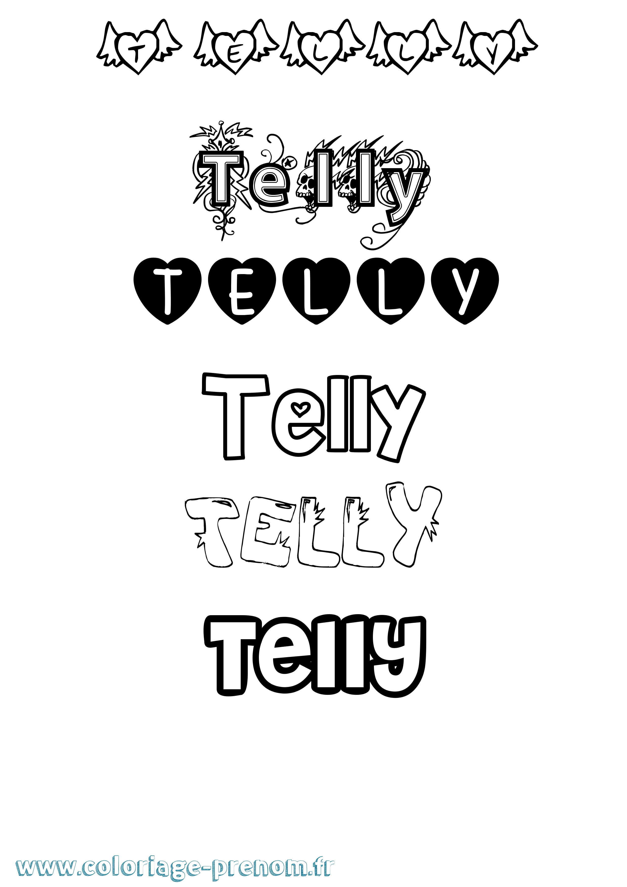 Coloriage prénom Telly Girly