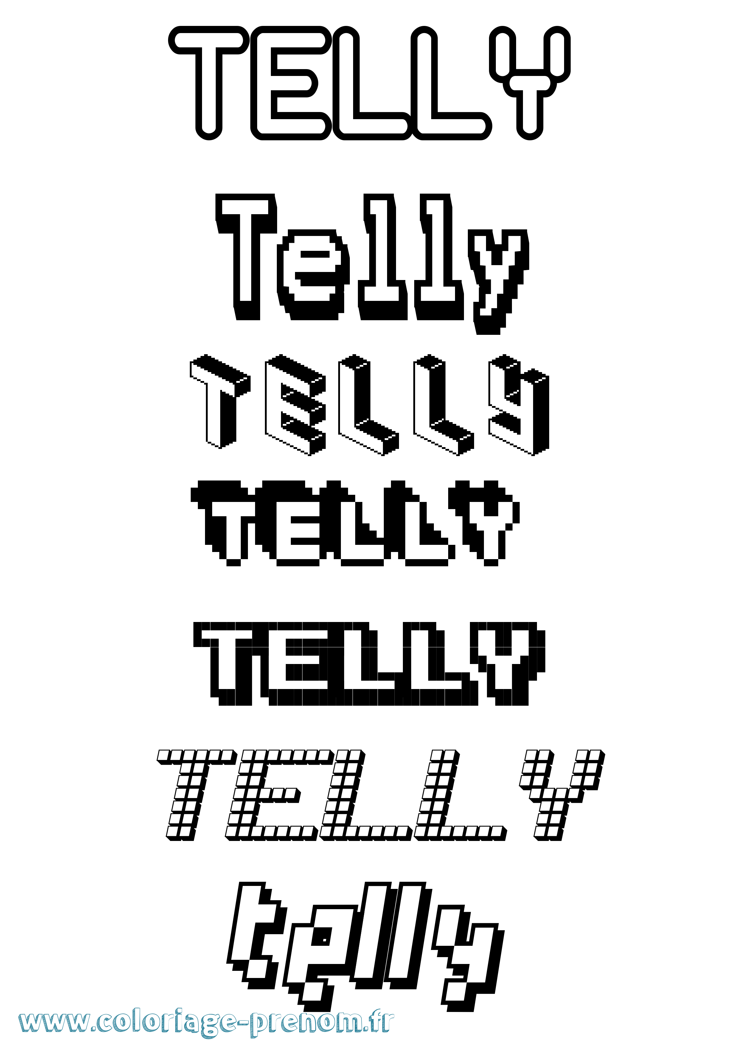 Coloriage prénom Telly Pixel
