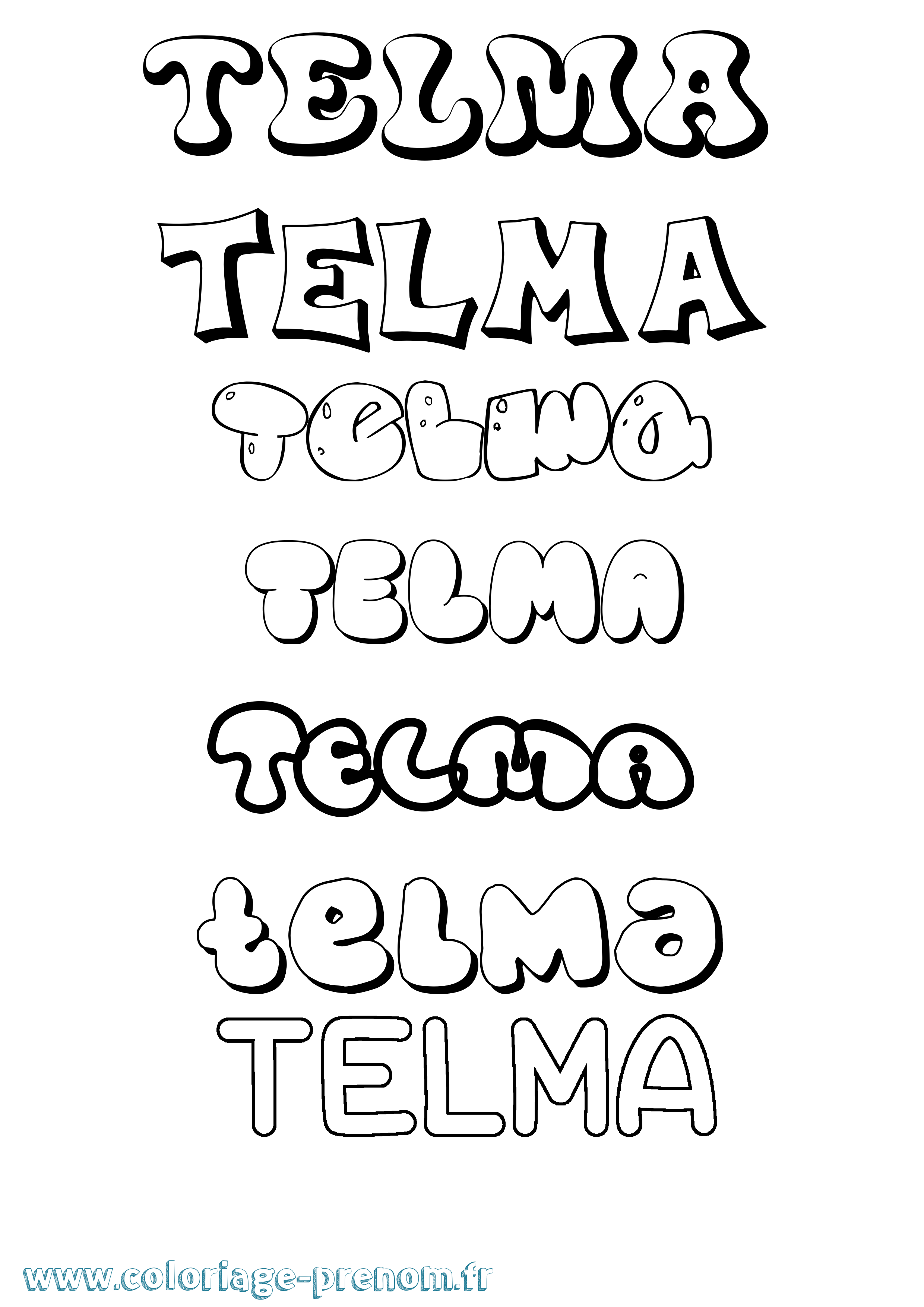 Coloriage prénom Telma Bubble