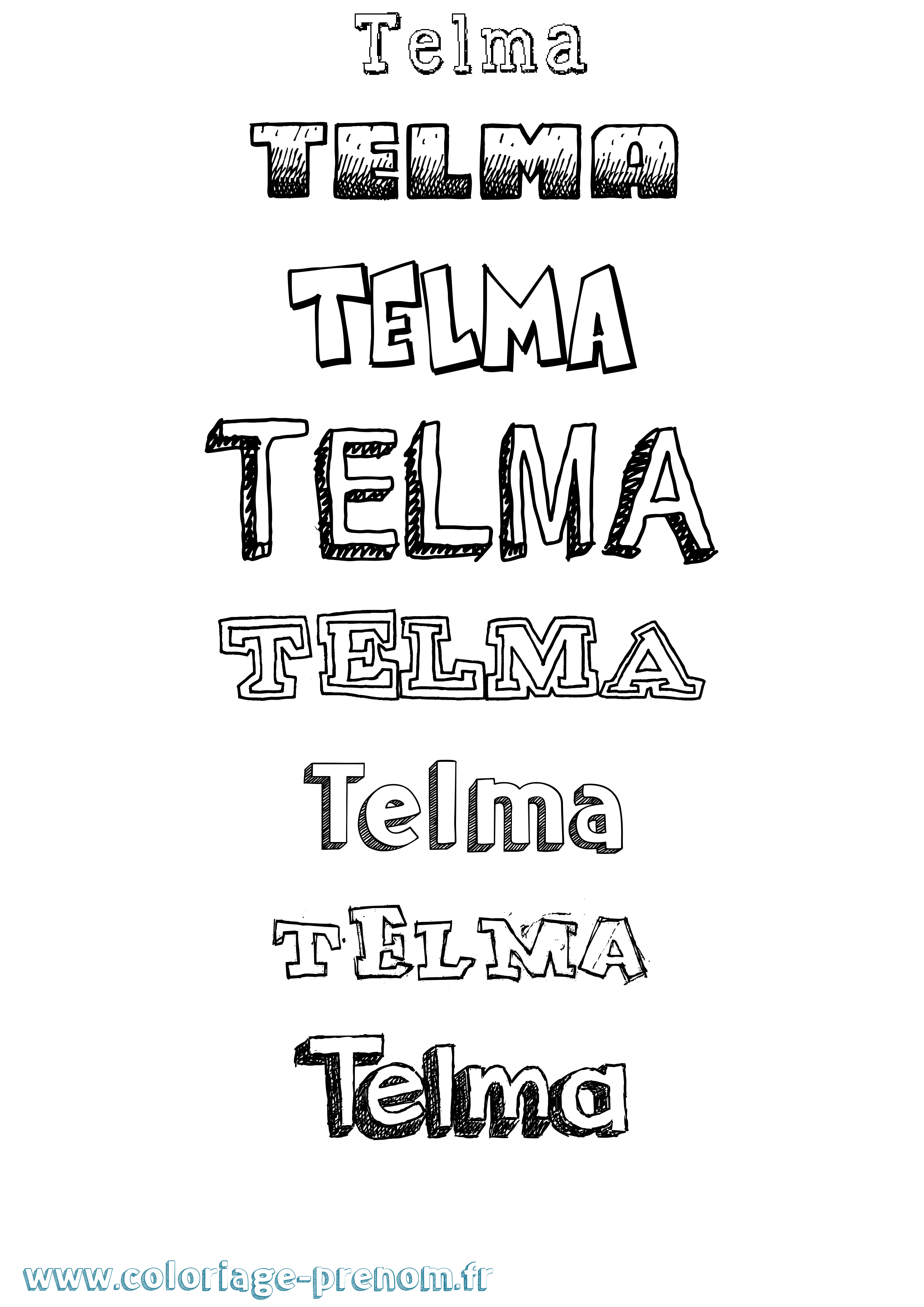 Coloriage prénom Telma Dessiné