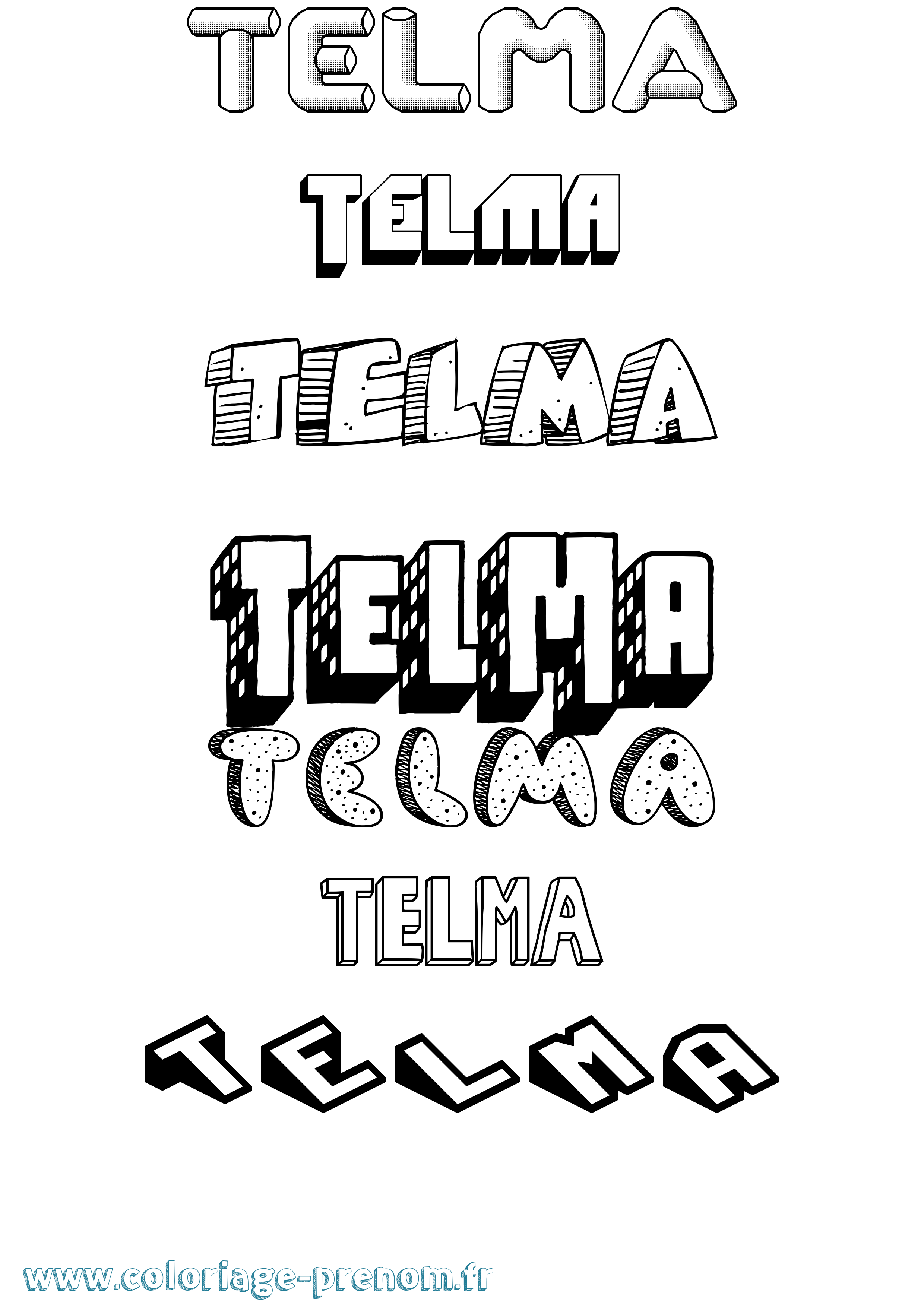 Coloriage prénom Telma Effet 3D